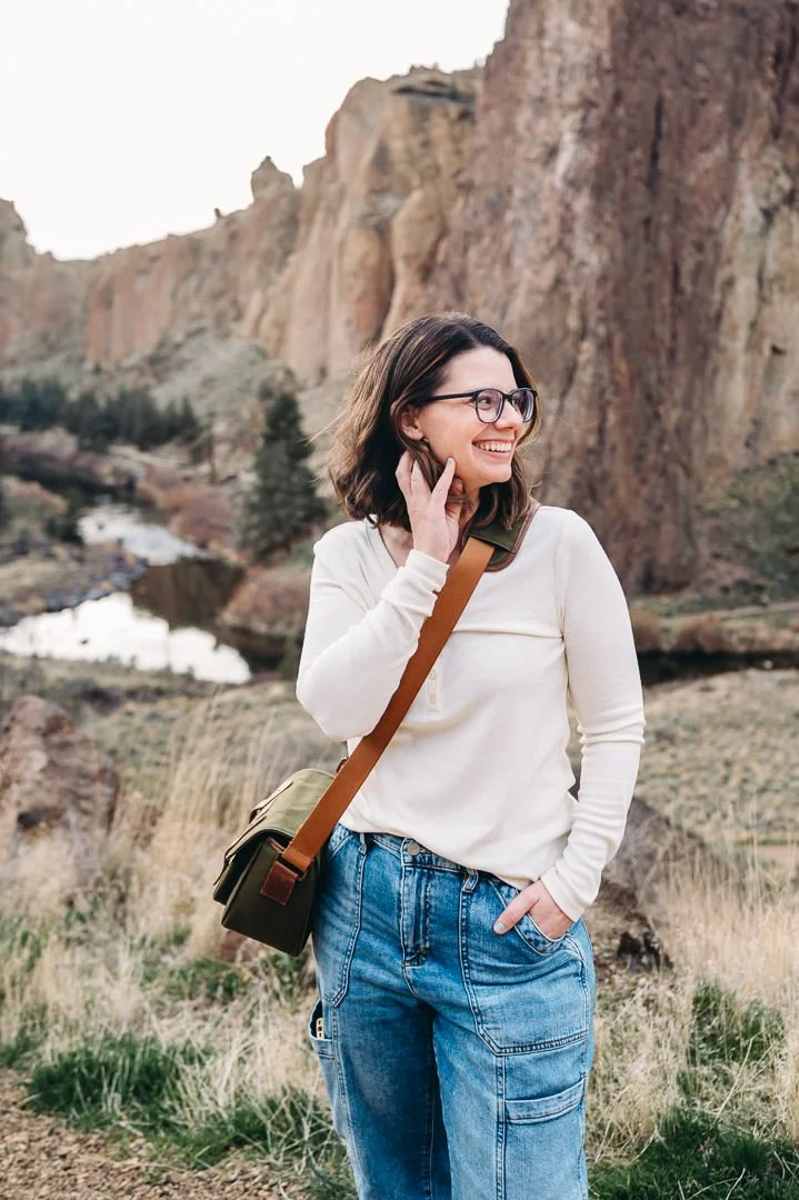 Portrait of Bend, Oregon Photographer Elise Souders at Smith Rock State Park.