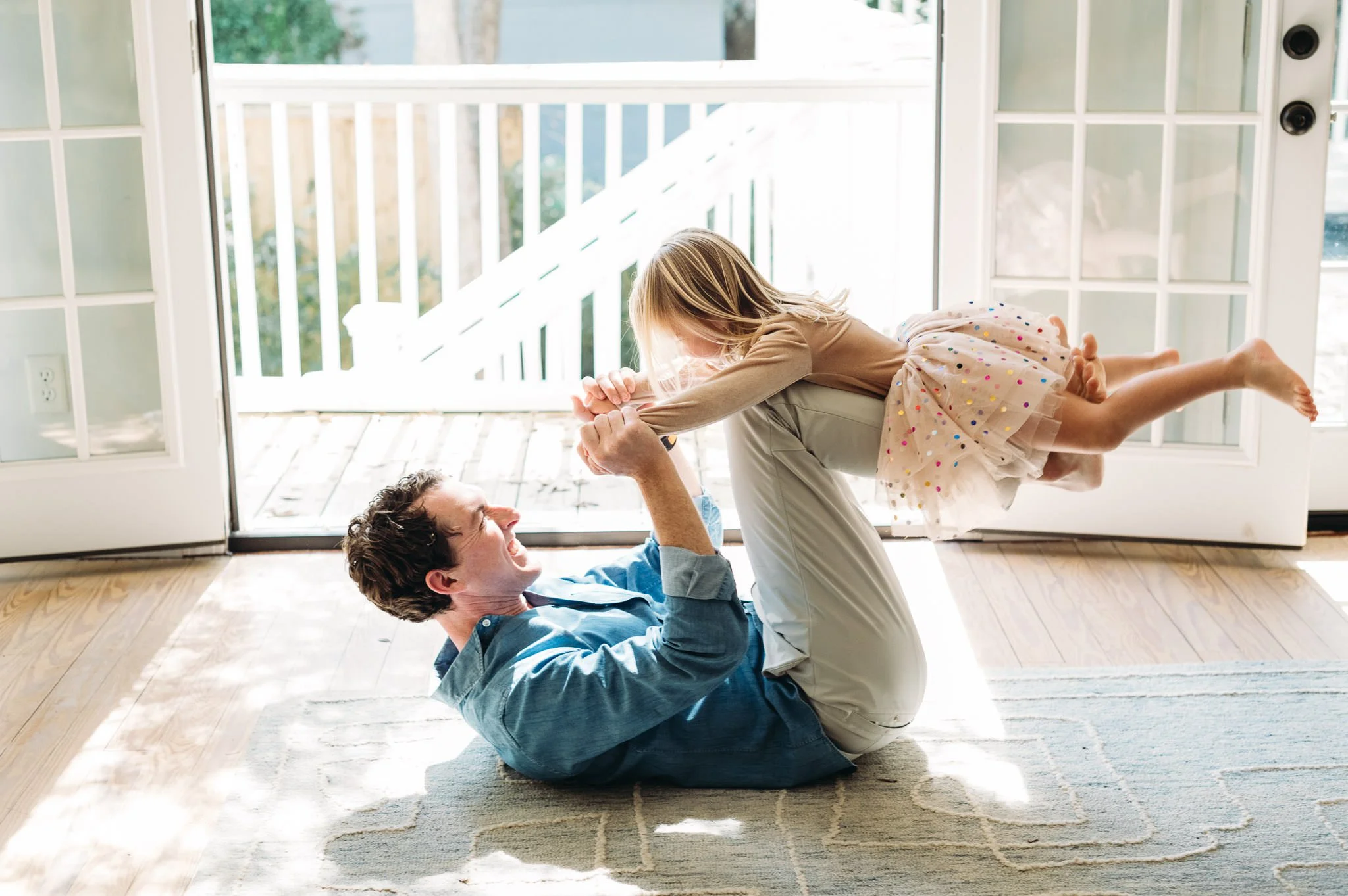 Lifestyle family posing for father and daughter Bend, Oregon family photography
