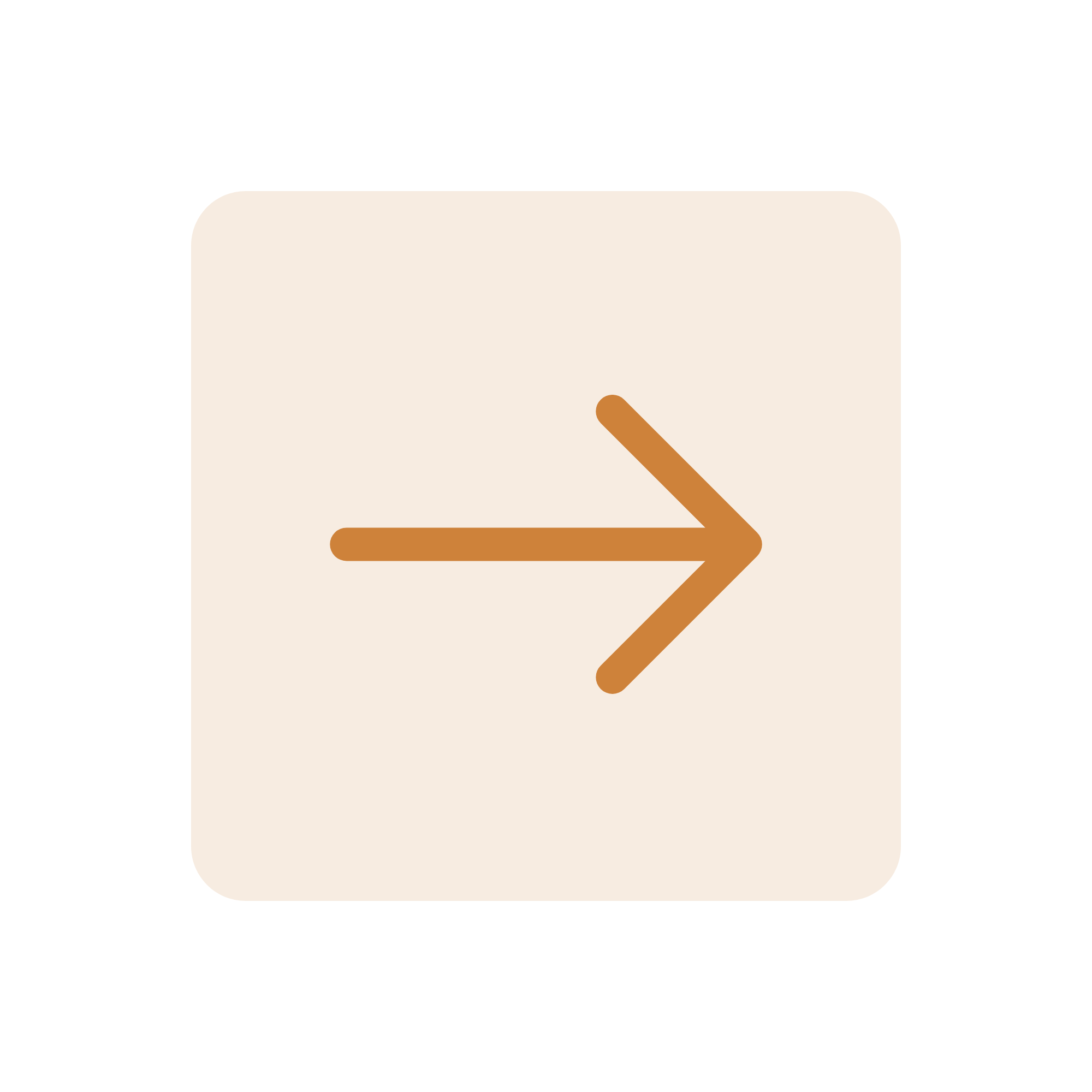 An orange right-facing arrow icon on a lighter orange square background with rounded corners.