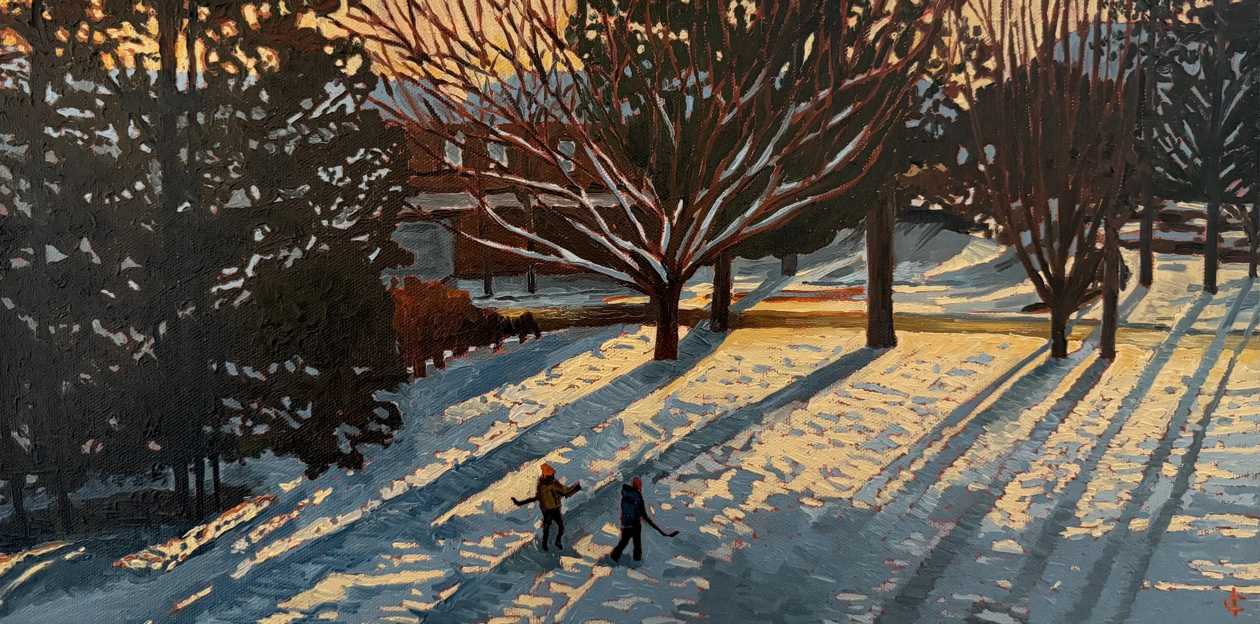 Walking Home After the Game, 10 x 20 in, oil on canvas