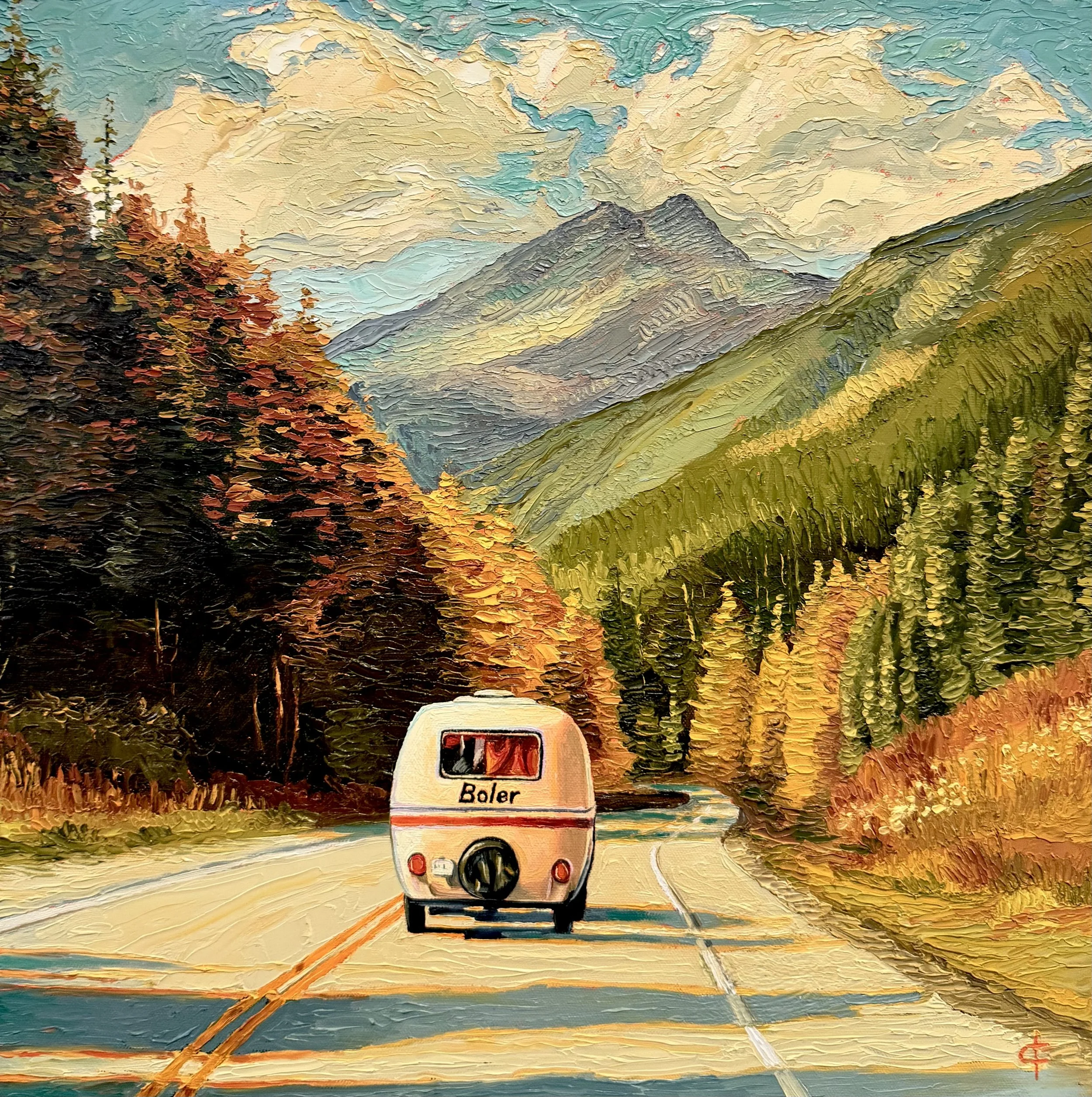 The Great Canadian Road Trip,
20 x 20 in, oil on canvas