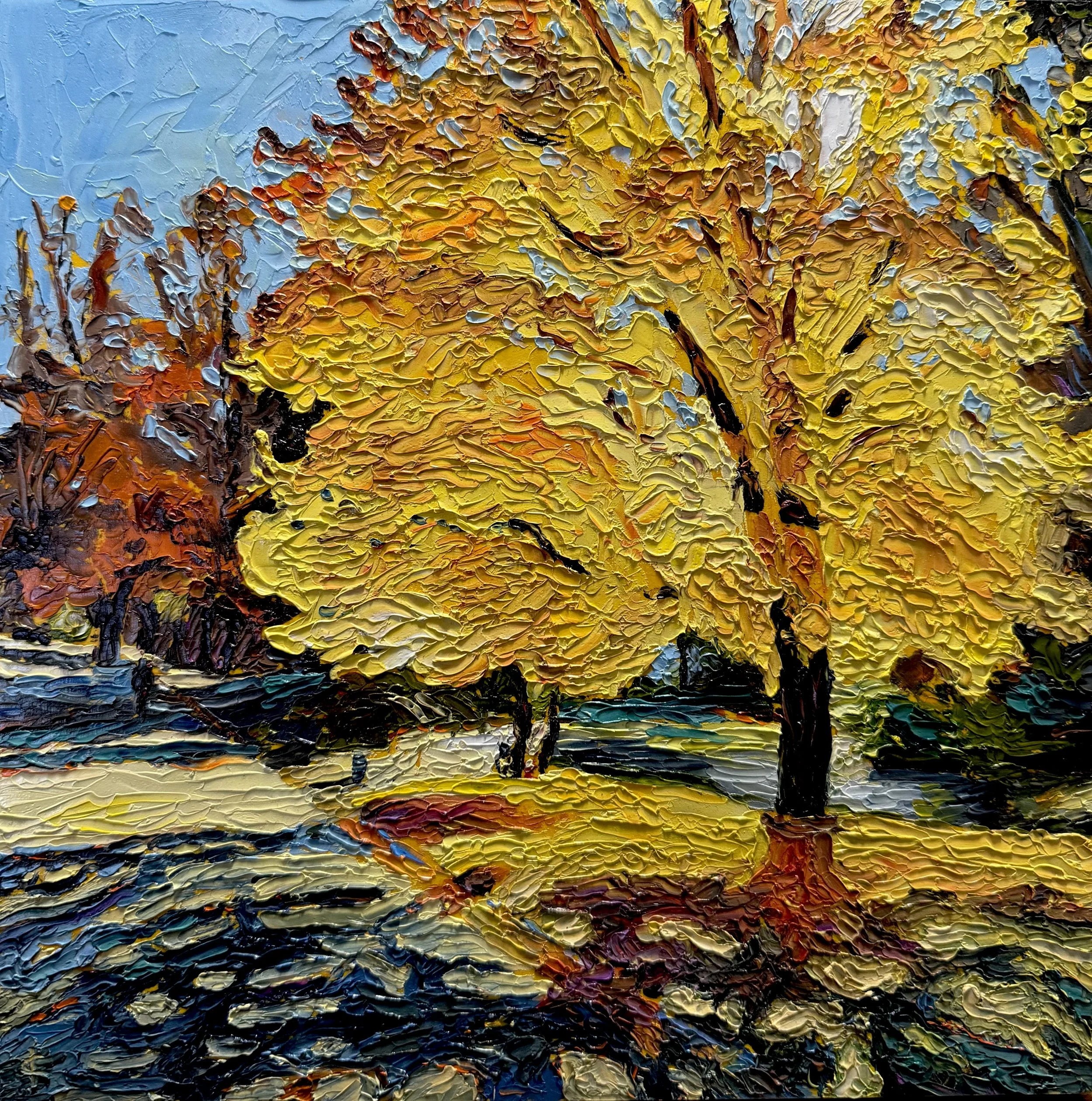 Brilliant Yellow,
12 x 12 in, oil on canvas