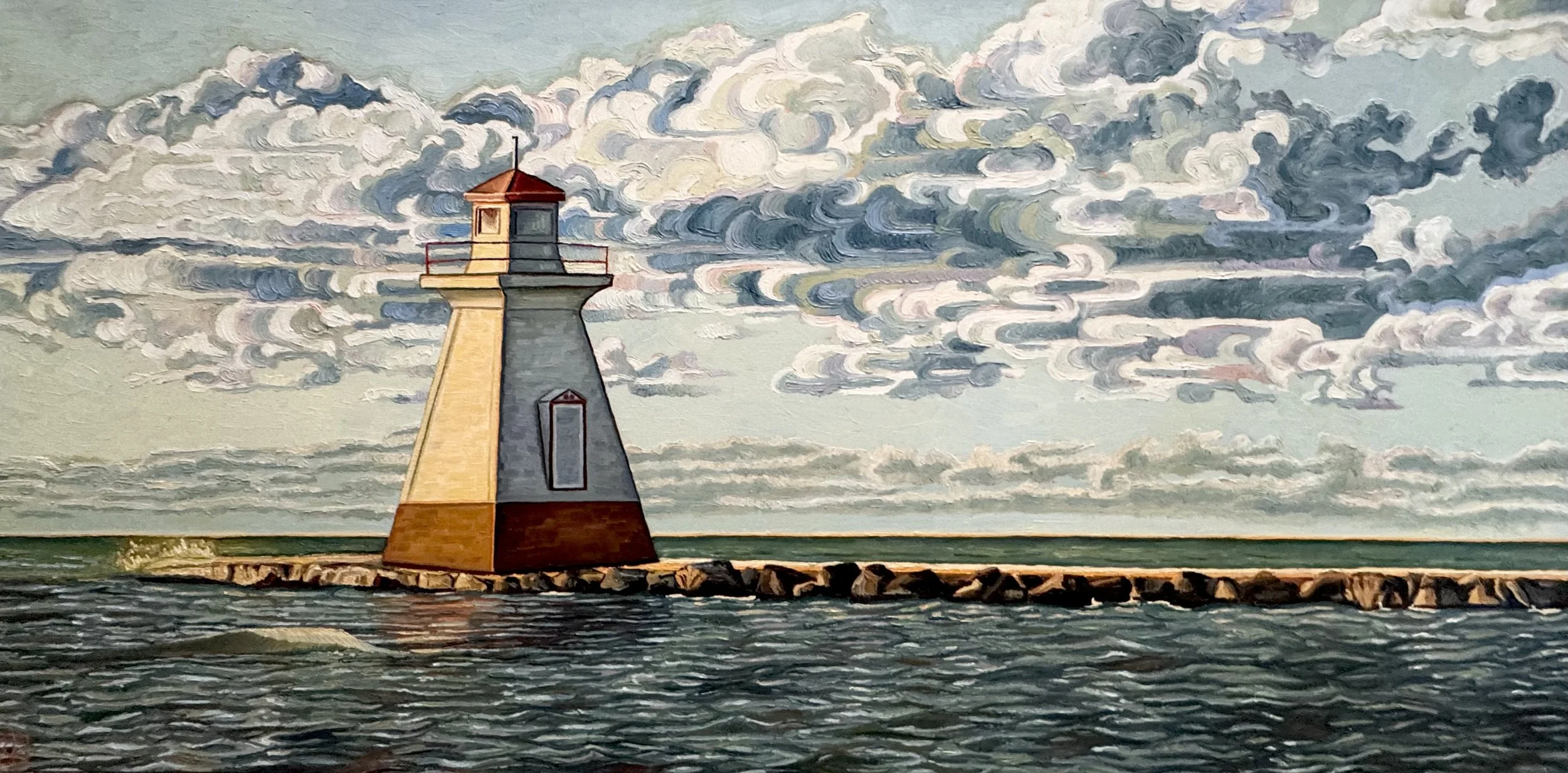 Lighthouse in Southampton,
24 x 48 in, oil on canvas