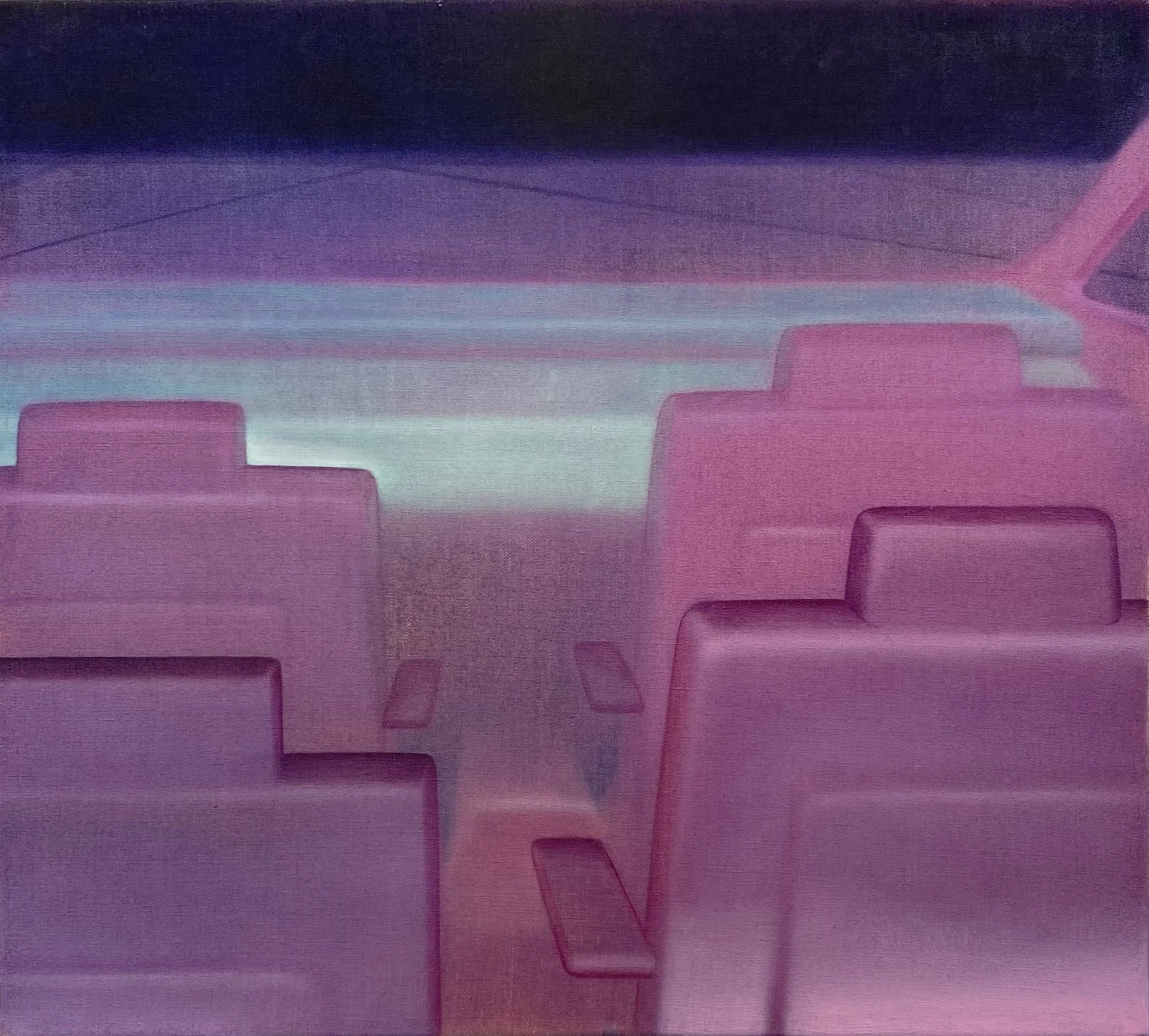 Richard Burton,  Exit , 2022, Distemper and oil on linen, 45 x 40 cm