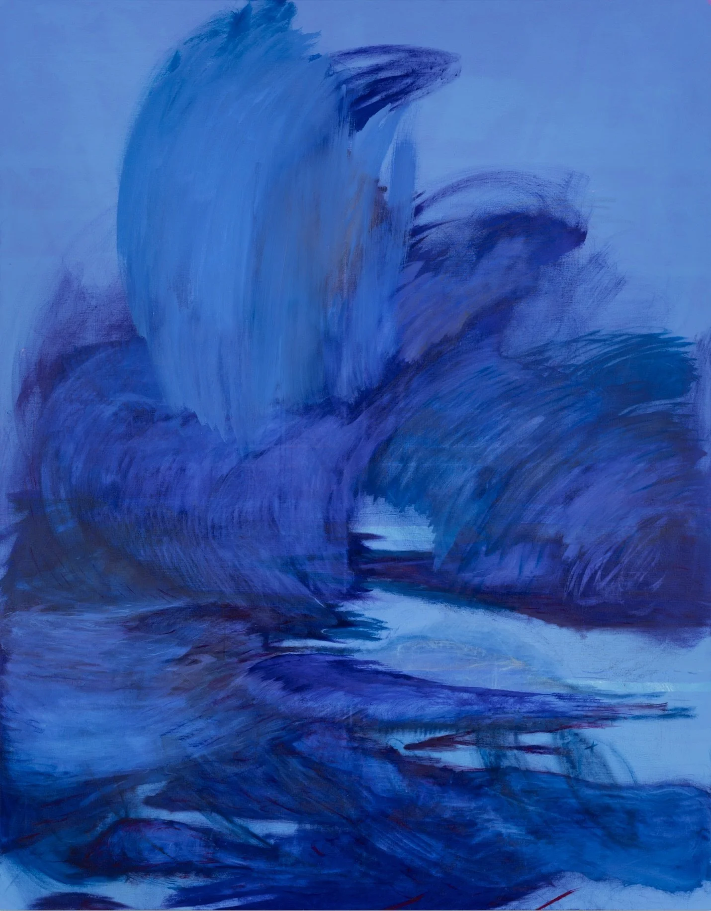 Augusta Lardy Micheli,  Blind spot, sweet spot, night gesture , 2025, Gesso ink and oil on linen, 200 x 157 cm