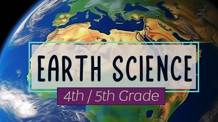 Cover image for a 4th and 5th grade Earth Science educational material, featuring a view of Earth from space with landmasses and oceans visible.