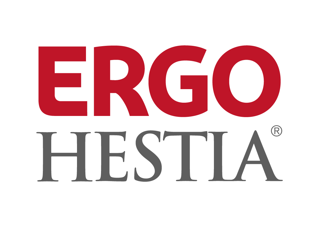 ERGO HESTA logo with large red letters 'ERGO' and smaller gray letters 'HESTL' underneath