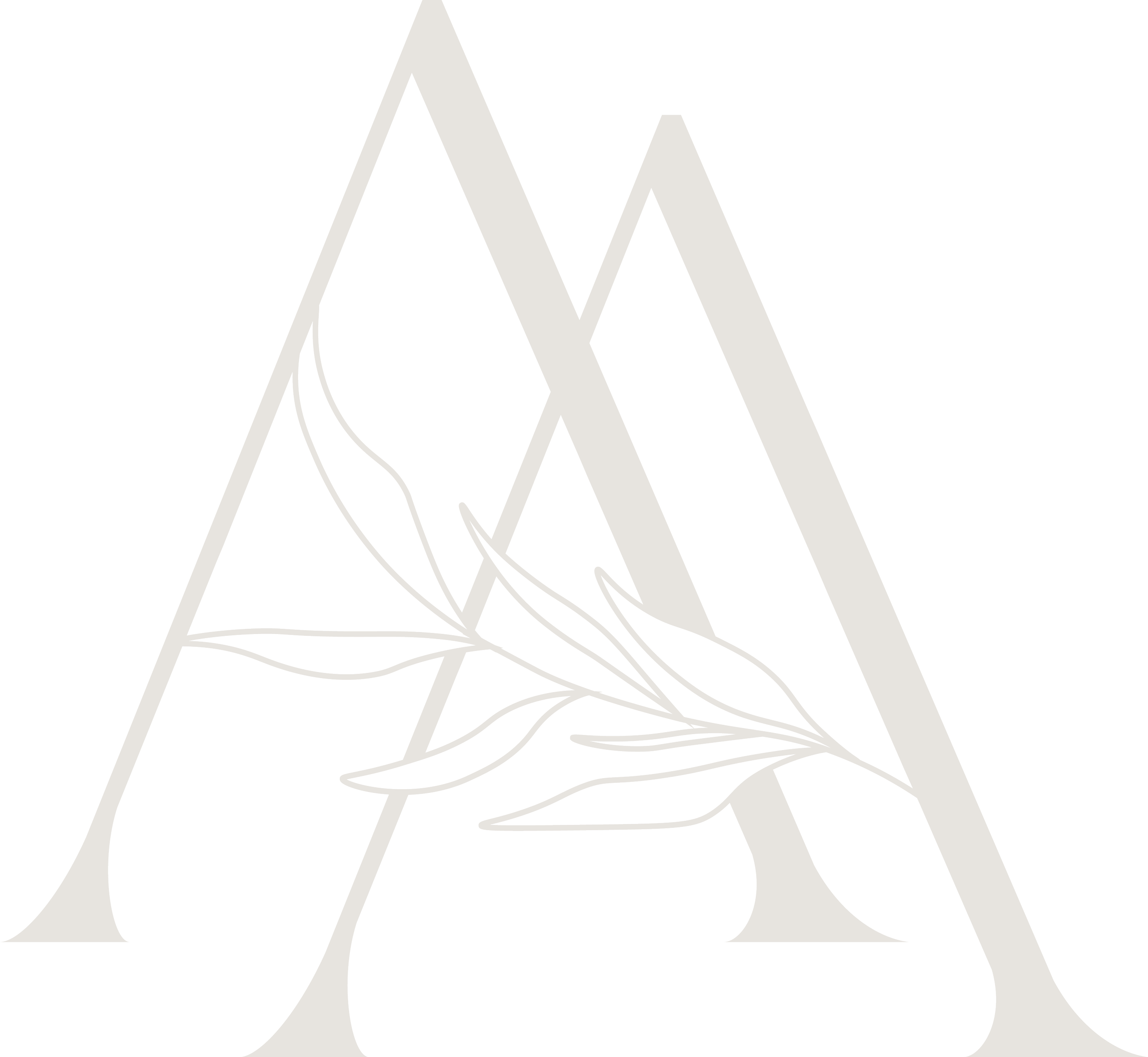A white line art image of the letter 'A' with a leaf and branch design inside it, set against a black background.