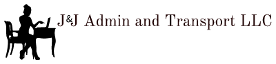 Black background with red text reading 'J J Admin and Transport LLC'