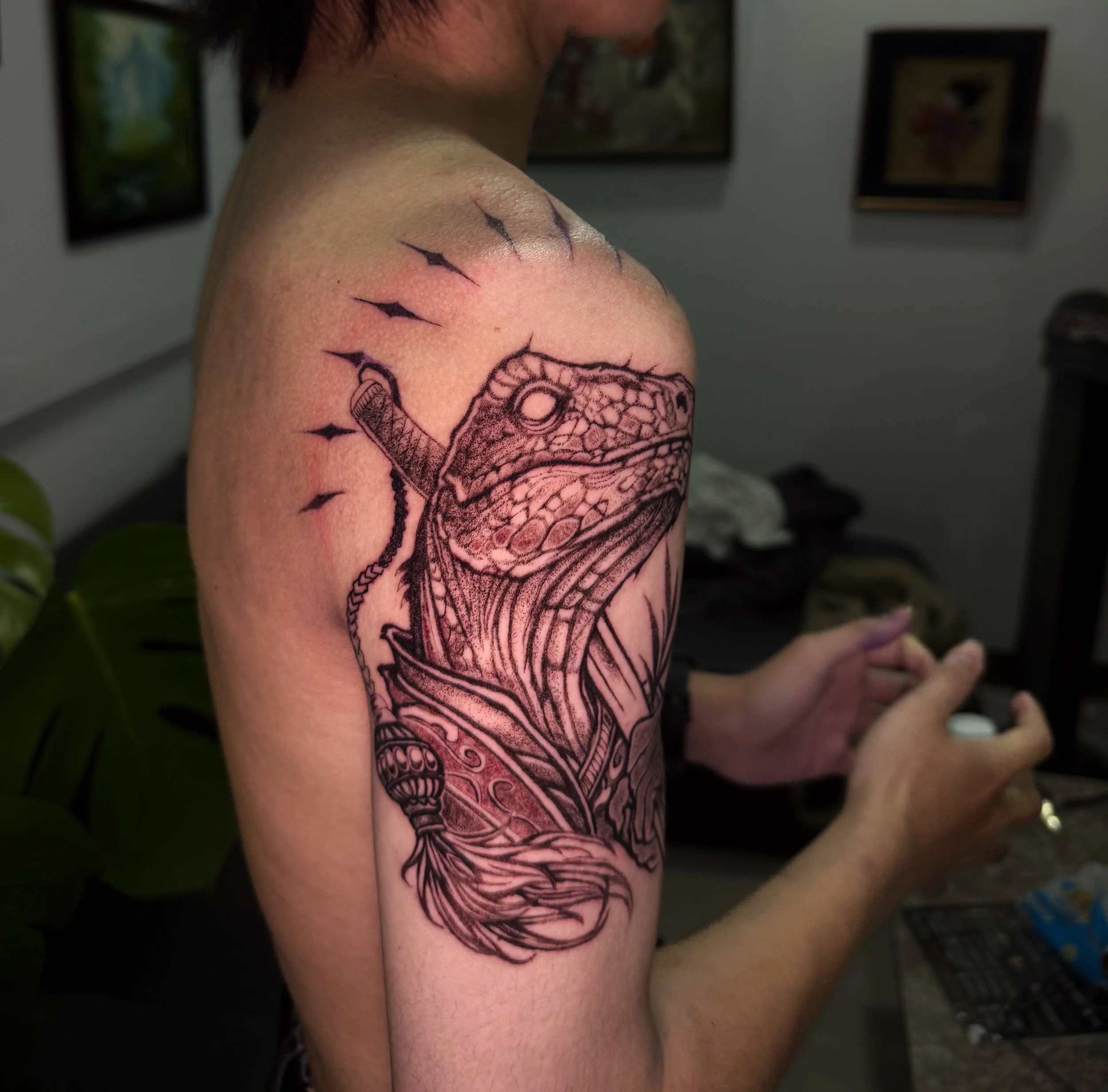 Dark Illustrative tattoo by Let’s Tatt Studio Chiang Mai