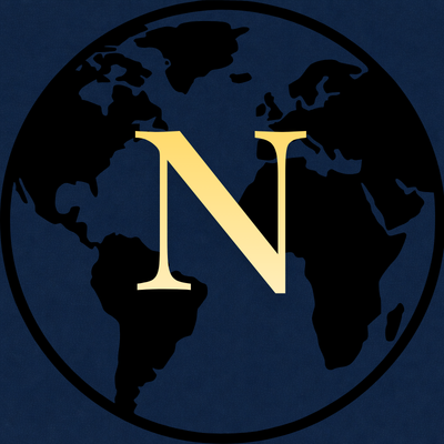 A stylized globe with a large beige letter 'N' in the center.