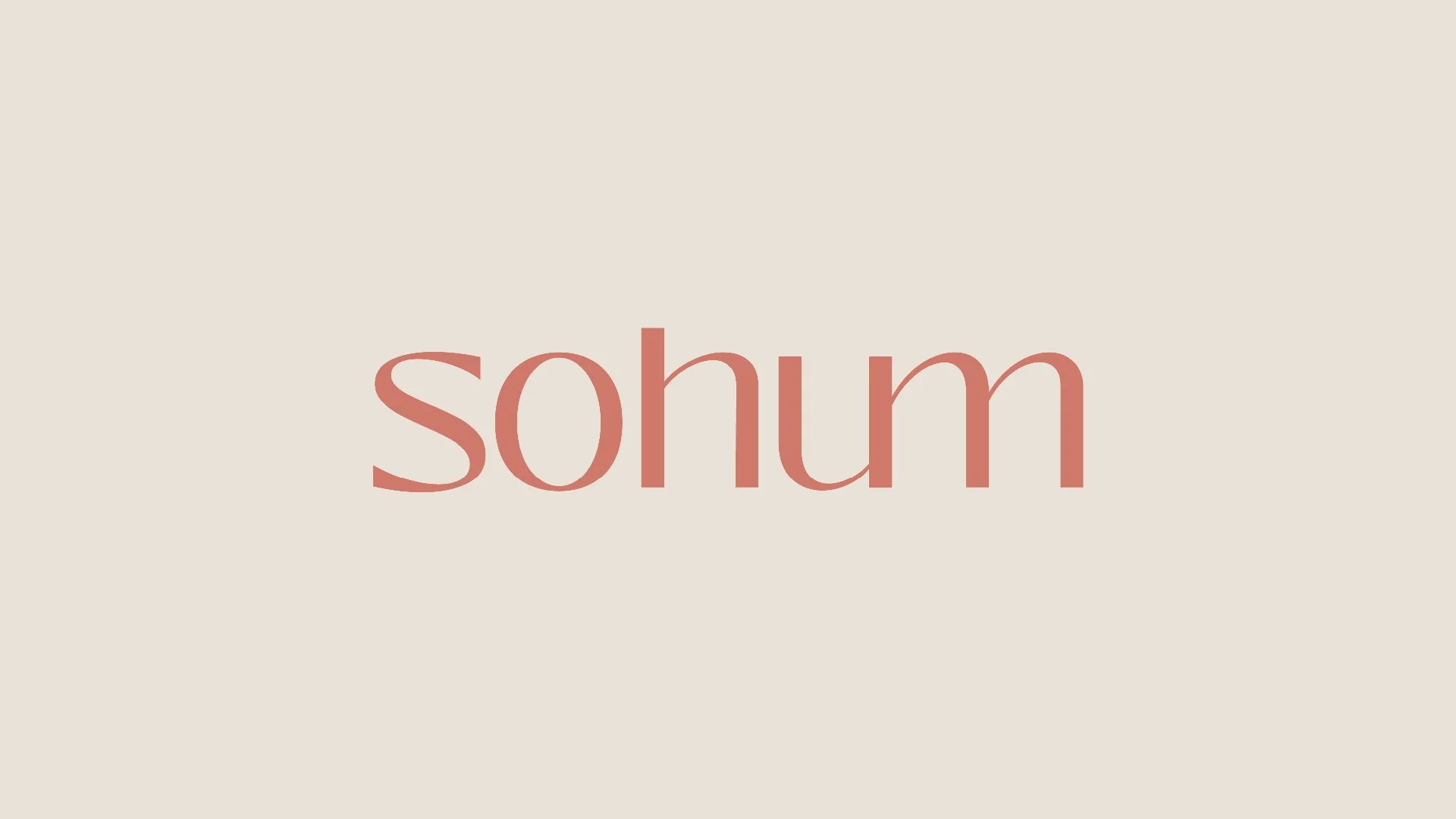 The word 'sohum' written in large pinkish-brown letters on a beige background.