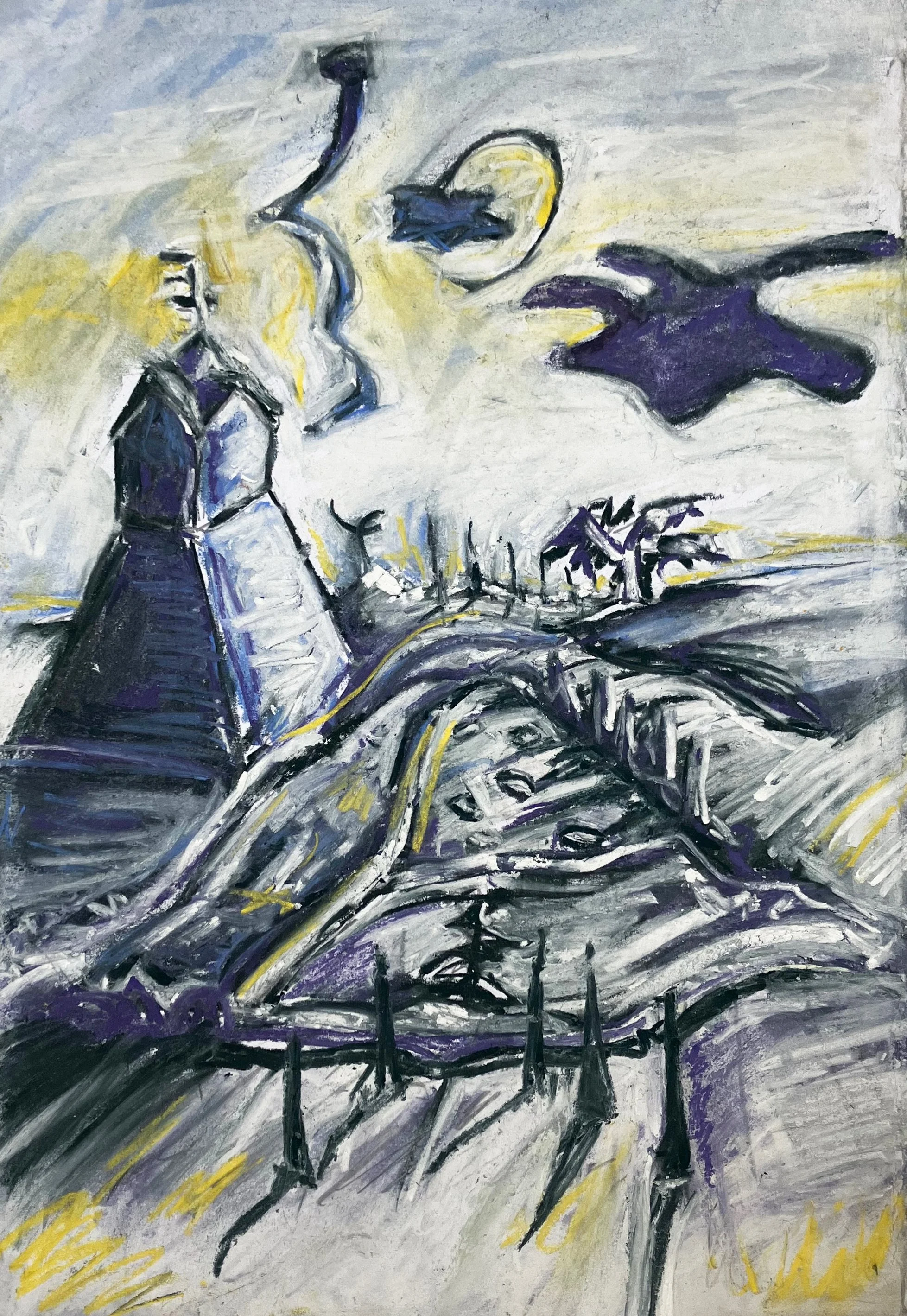 Sun Down, soft pastel on paper.