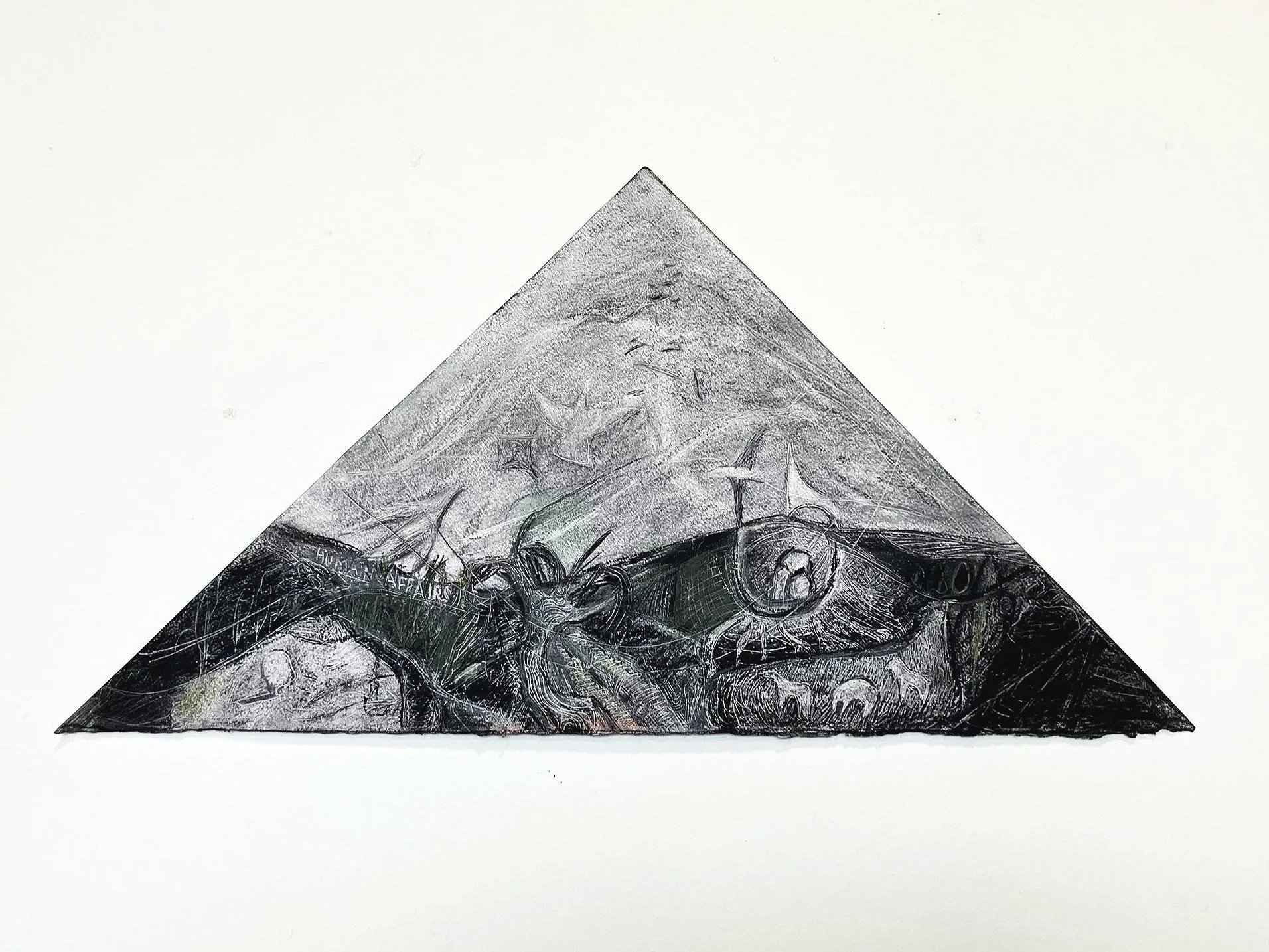 Human Affairs, charcoal and pencil on paper. 
