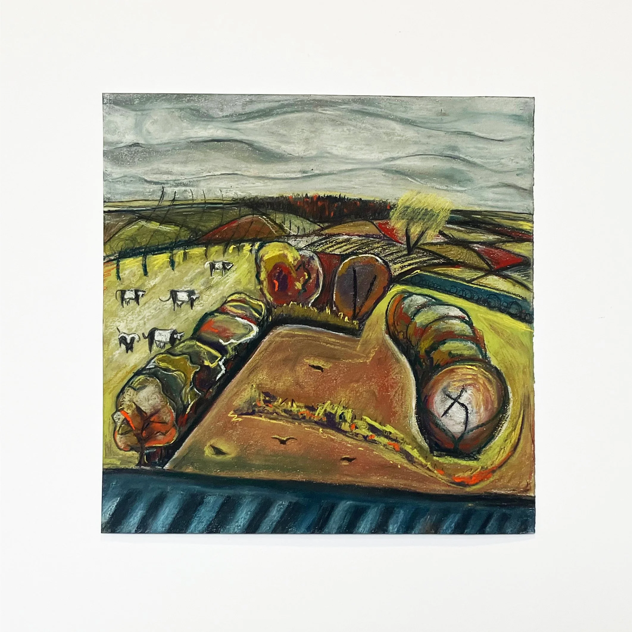 Train to Gloucester, soft pastel on paper.