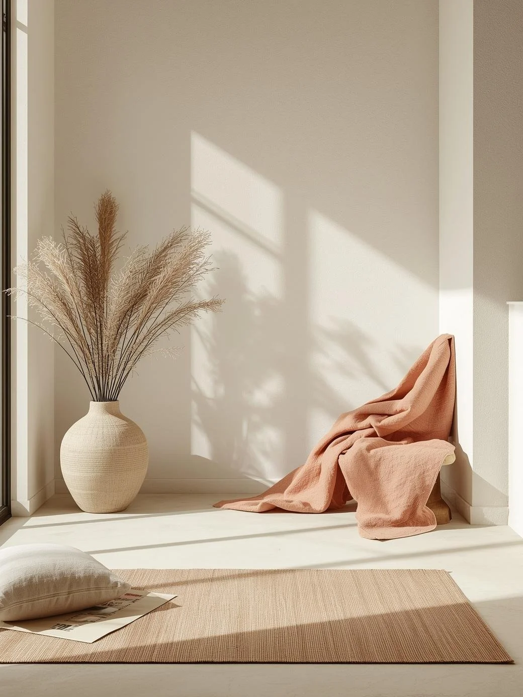Serene wellness interior with soft lighting and natural textures for wellness brand website design