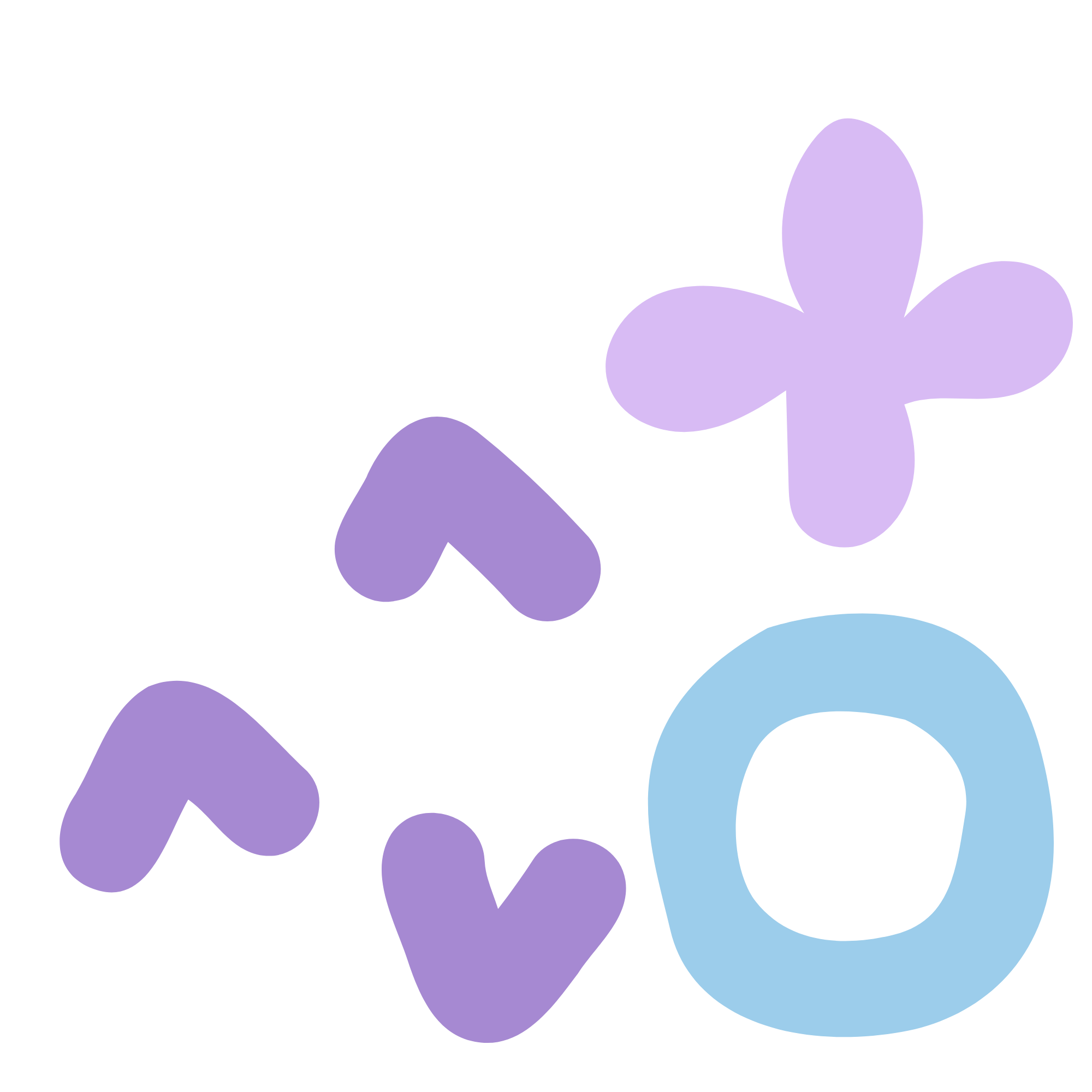 Abstract cartoon purple and blue flowers on black background, speech and feeding therapy for kids in the home. Montgomery and Bucks County, PA