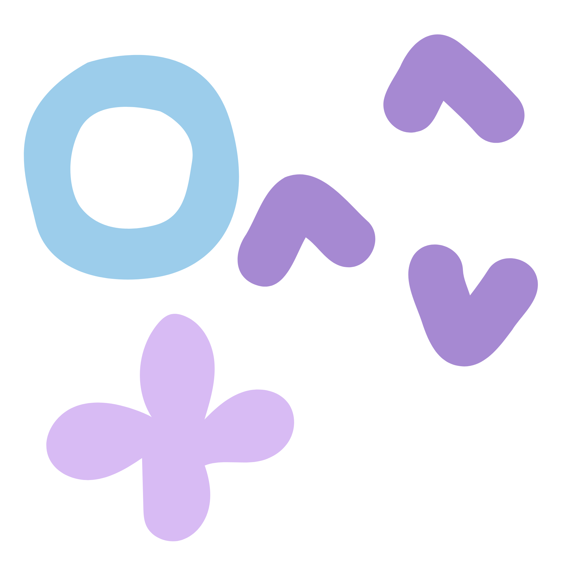 Stylized illustration of colorful artistic paint splashes and shapes in purple, blue, and violet hues on a black background. Private feeding therapy in the home, Fort Washington, PA