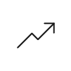 Simple line graph showing upward trend with data points connected by a rising arrow.