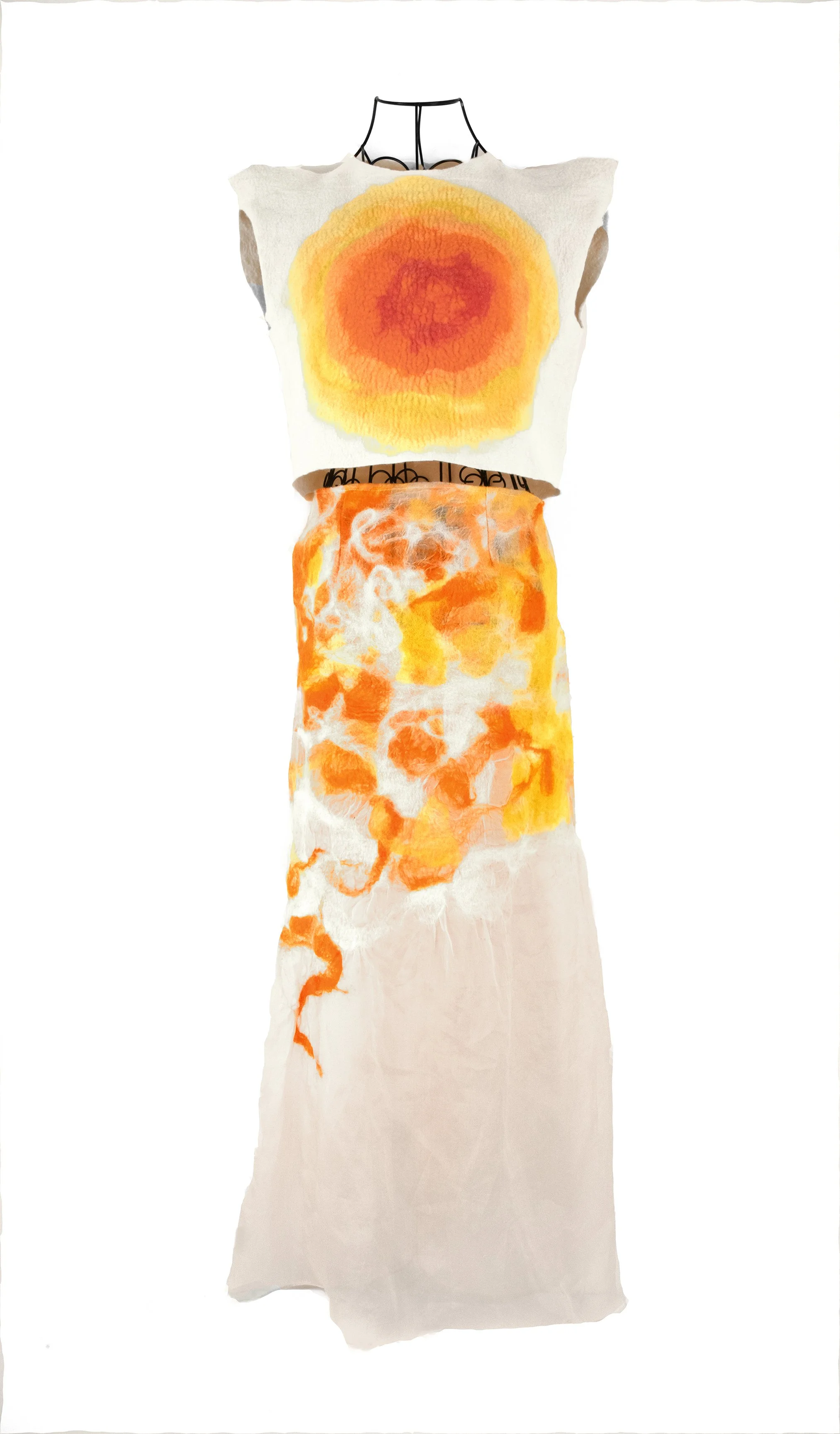 Wearable Clothing2_Sun, bodice and skirt_ life size_merino wool fiber, silk fiber, technique used, hand-felting .jpg