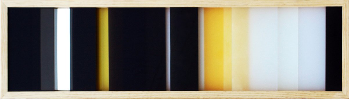 Yellow Peeking 10x36 acrylic glass in wood cradle