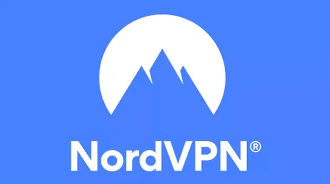 NordVPN logo with a mountain inside a circle on a blue background.