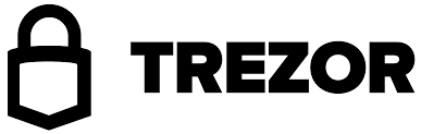 Trezor logo featuring a padlock icon and the company name in bold black letters.