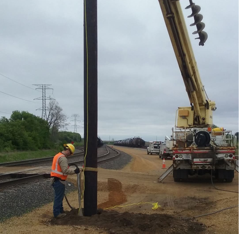 Utility Pole Installation and Line Truck Work