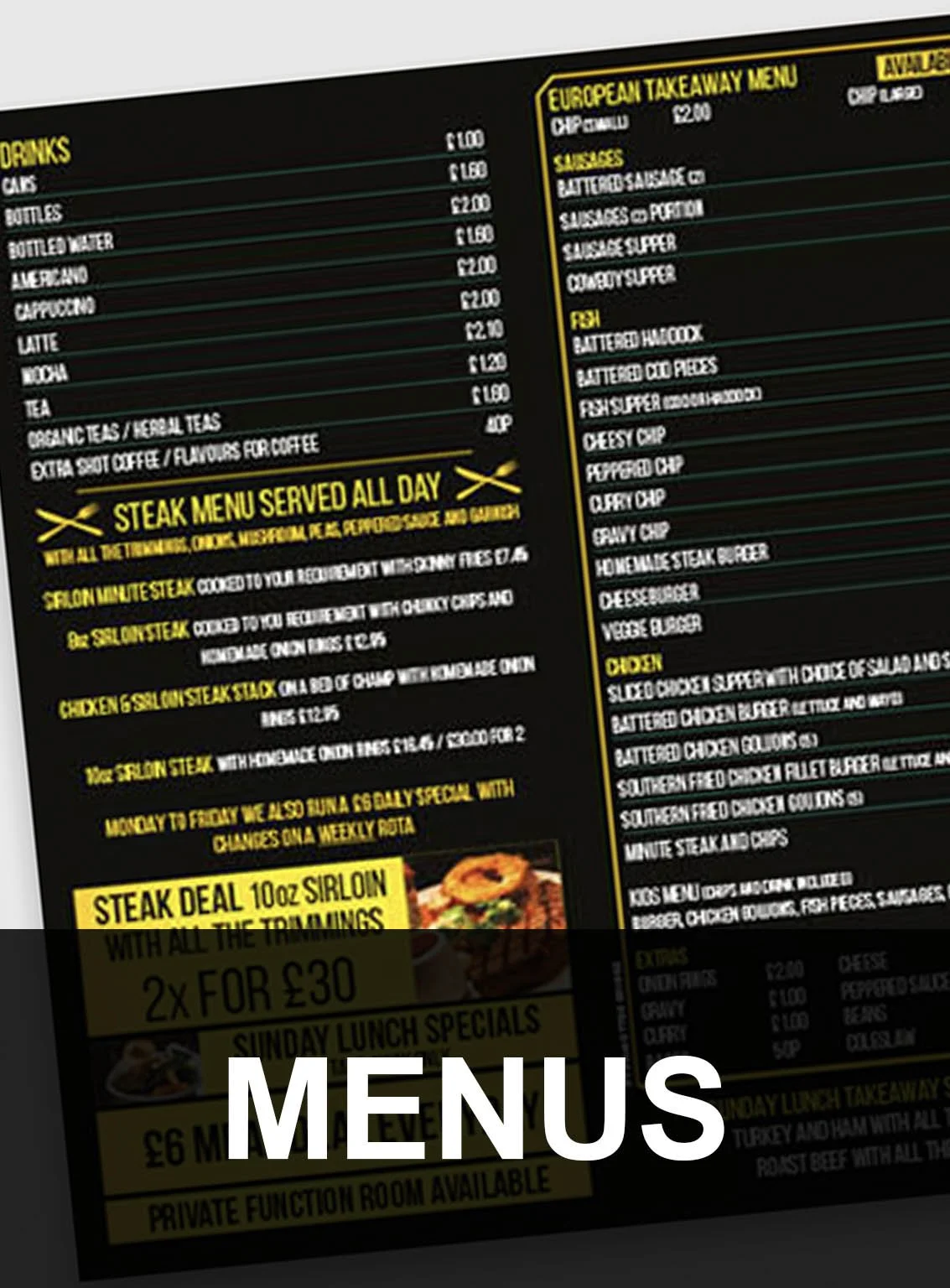 Folded menus 1000 printed in quantity 130gsm gloss.