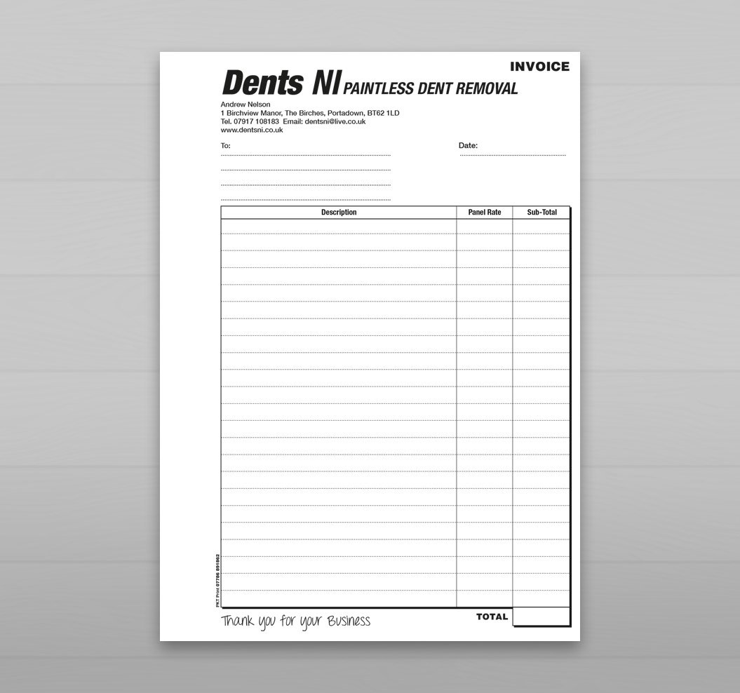 Invoice printing for a business in Portadown, Carn Industrial Estate.