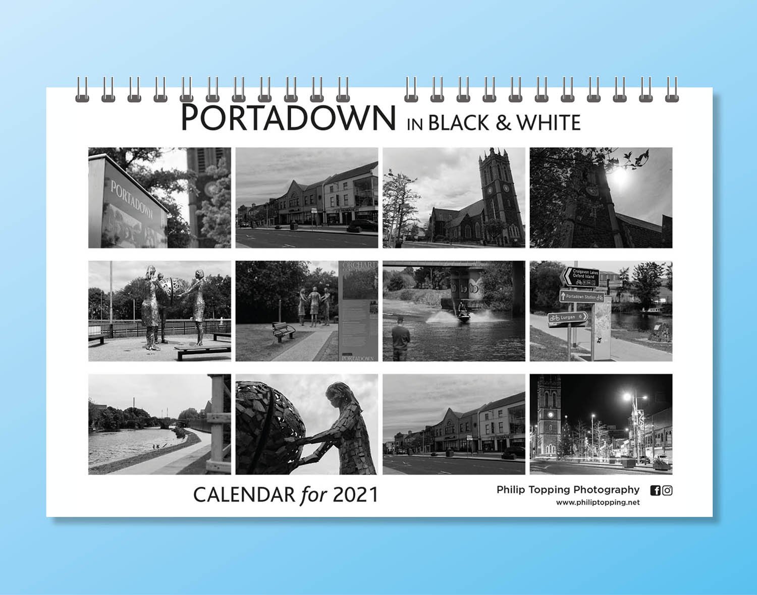 Landscape sized wirobound calendar for a customer in Portadown.