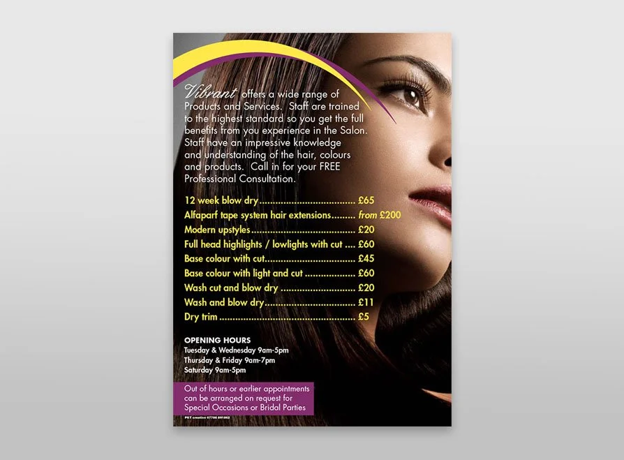 A5 leaflet printing full colour, 1-sided.