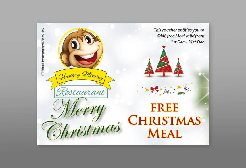 Christmas-themed flyers for a shop in Portadown.