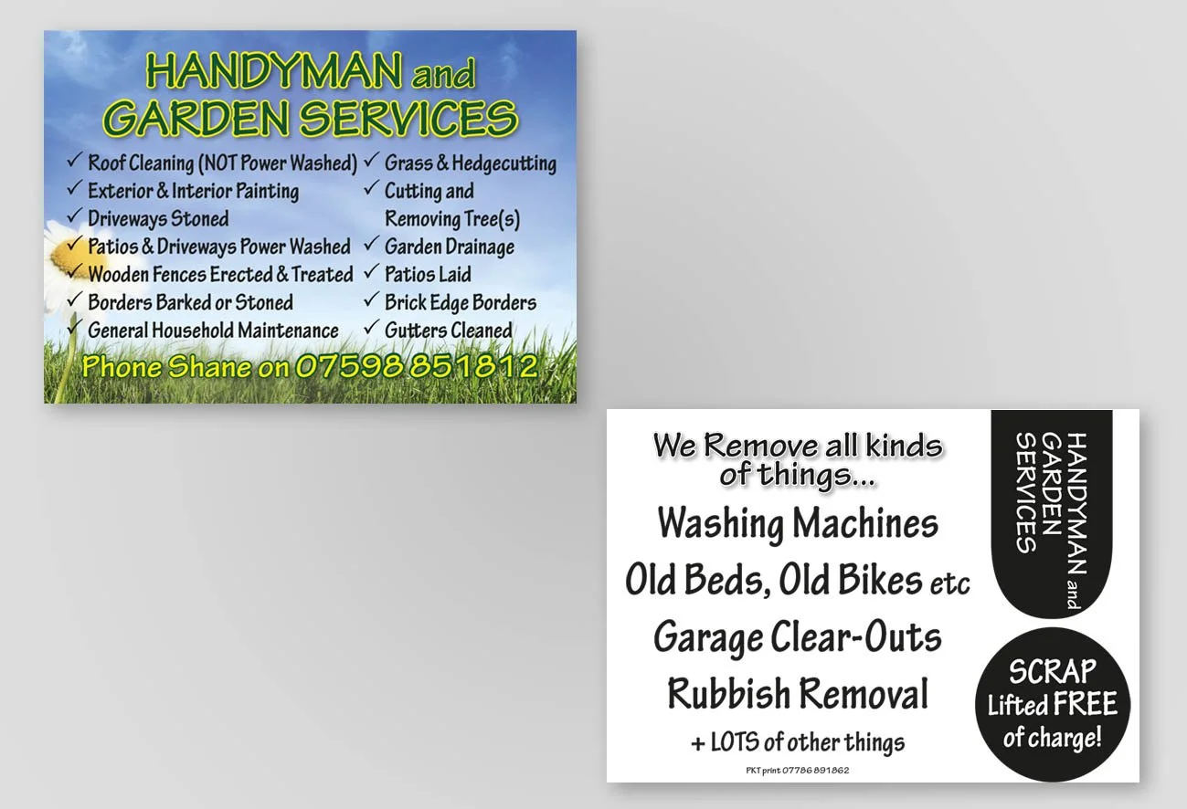 2-sided flyer printed for a business in Portadown.