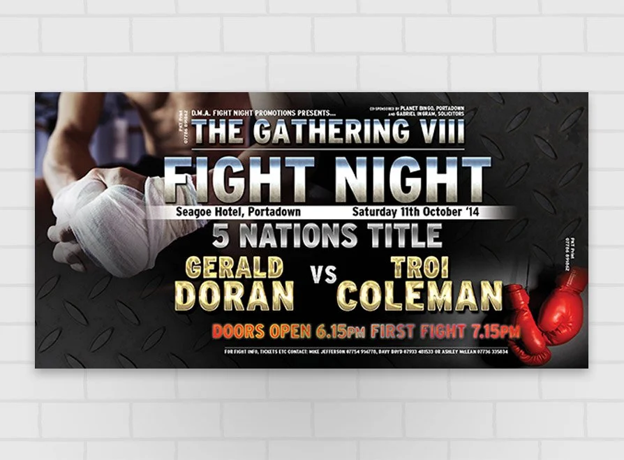 Banners printed on 450 gsm material to be displayed in Portadown for an event in the Seagoe area.