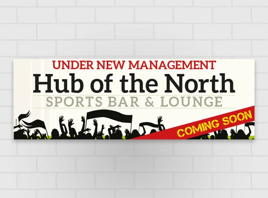 PVC material with eyelets on banner printing in Thomas Street, Portadown, is essential for hanging up on a wall or fence.