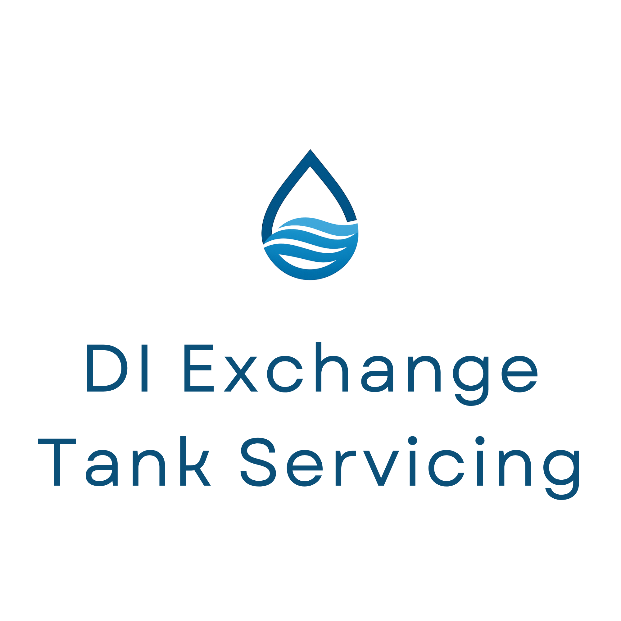 Logo for Xchange Tank Services featuring a water droplet and wavy lines