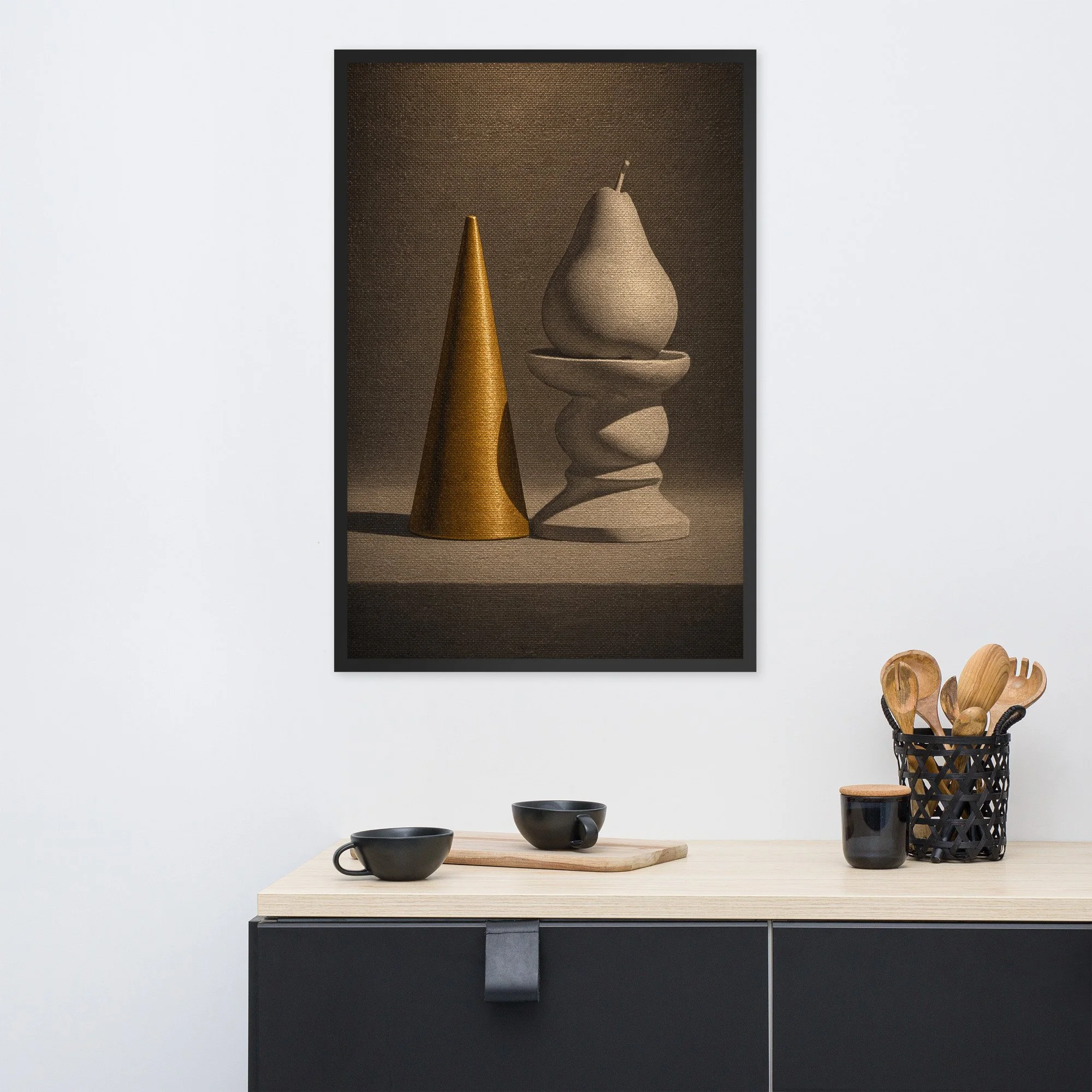 Cone, Pear on Plinth Art Print