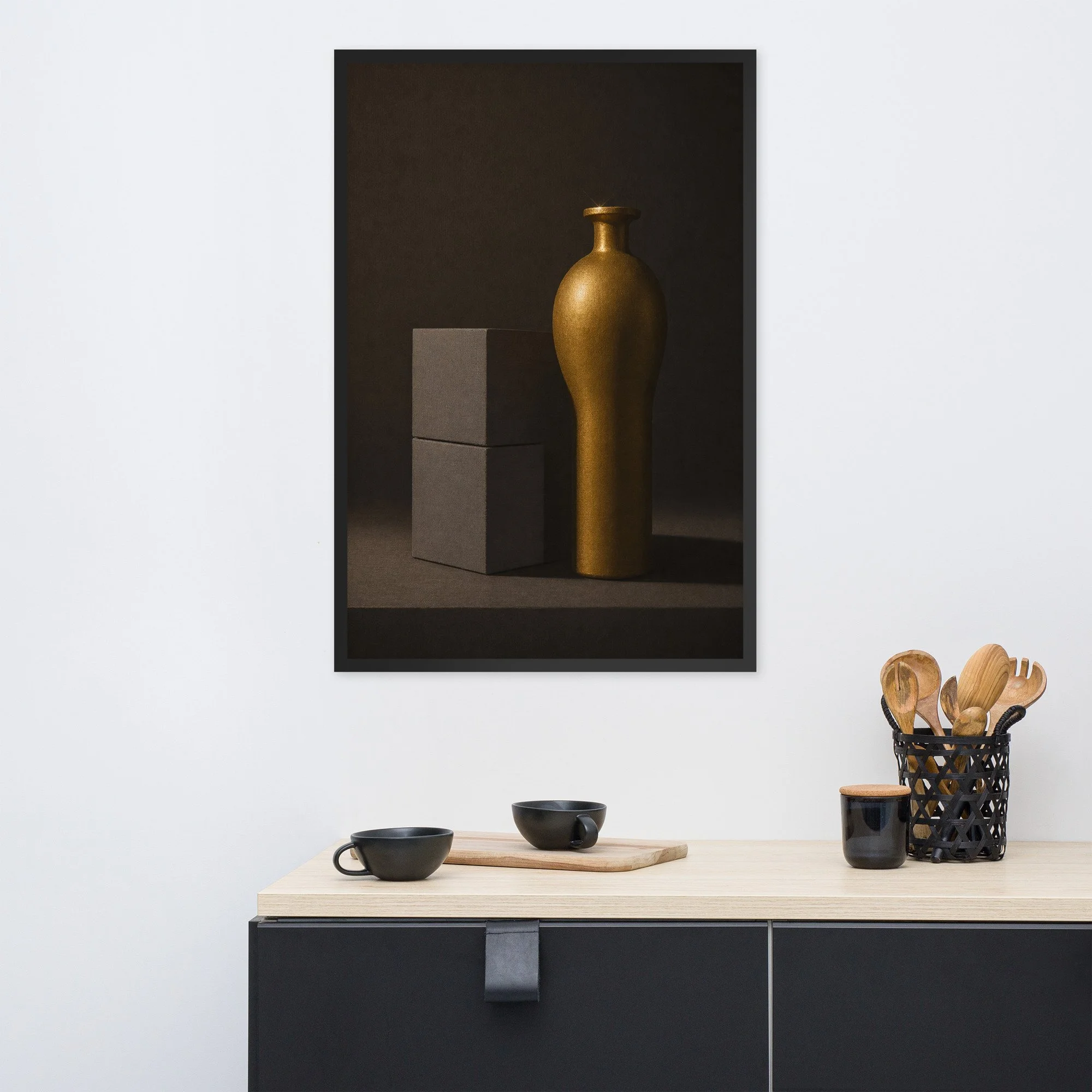 Bottle and Cubes Art Print