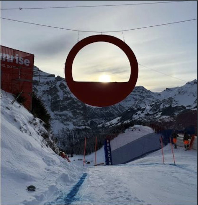 The Sunrise Aurora ring framing the sun at the Lauberhorn Hundschopf