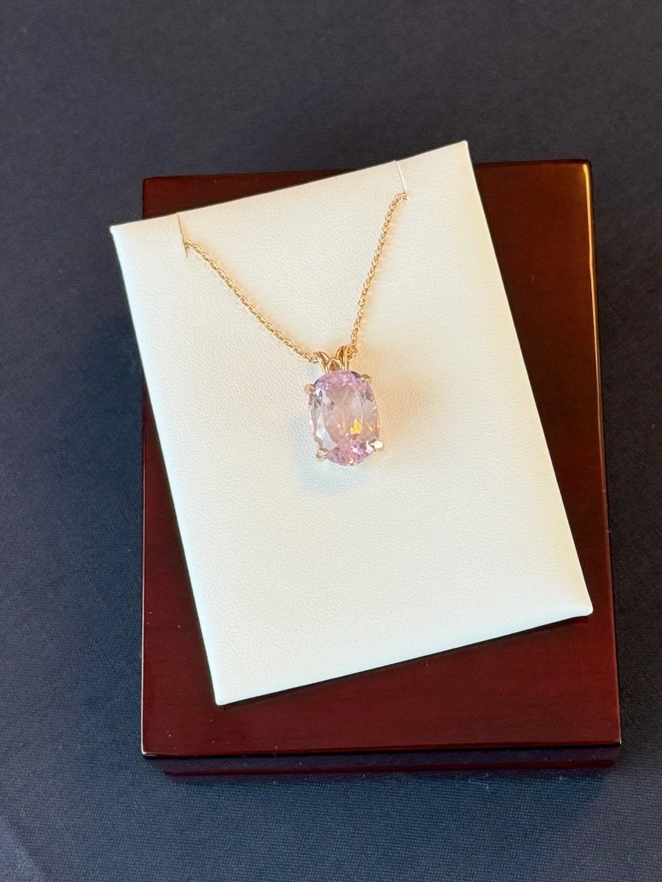 14k Rose Gold Kunzite Pendant Necklace