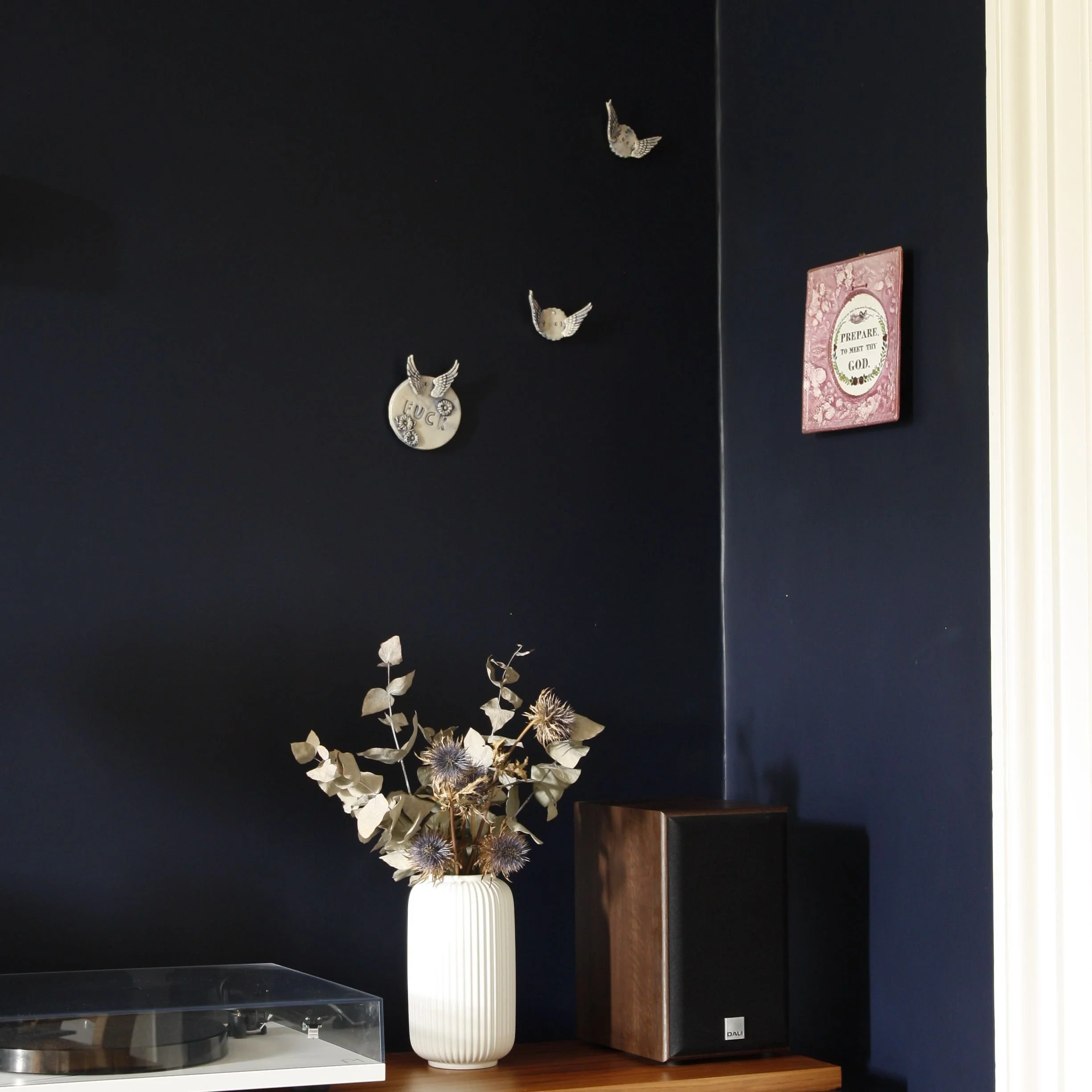 Ceramic plate and sculpture hang, Edinburgh New Town