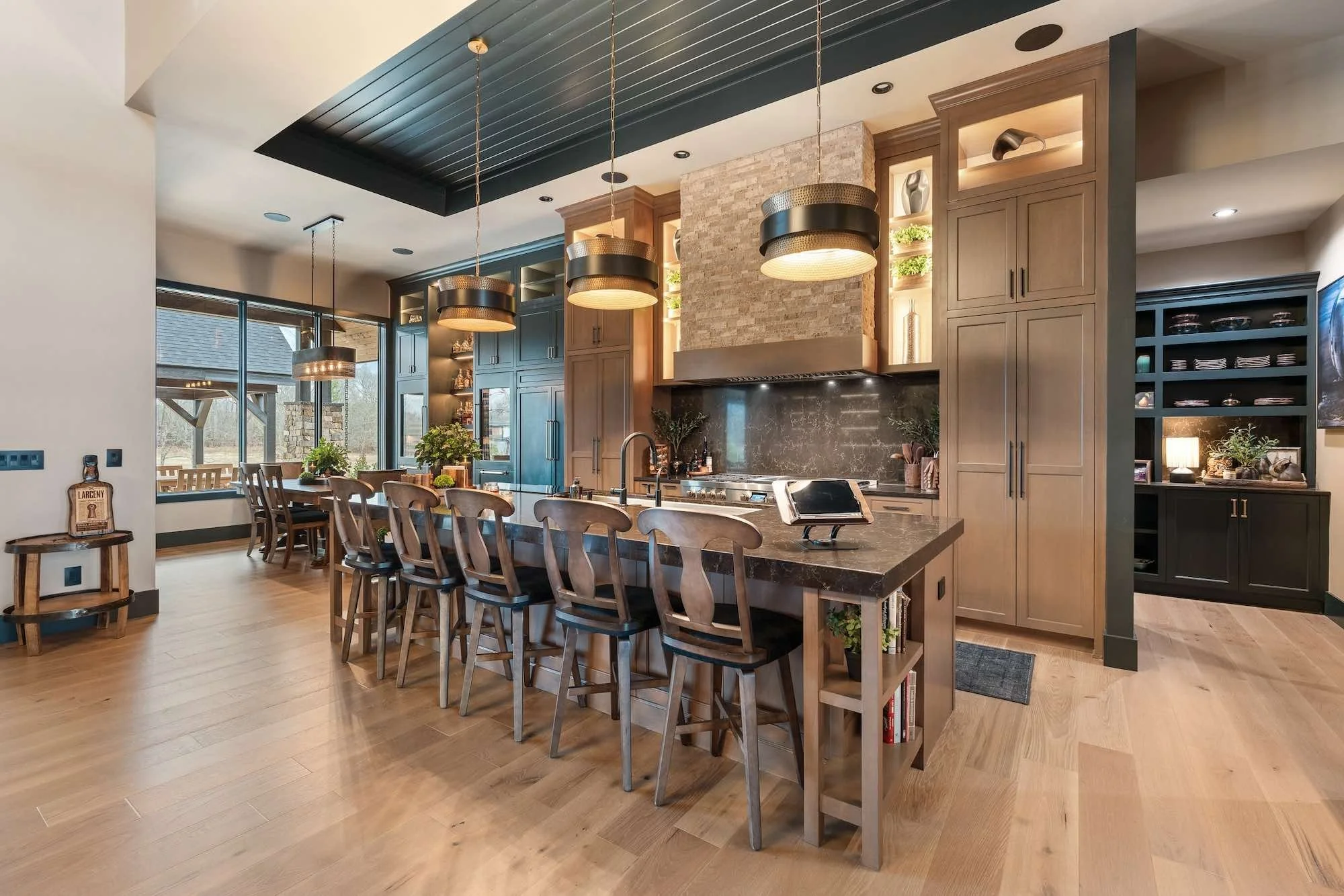 kitchen with black and brown granite in custom home