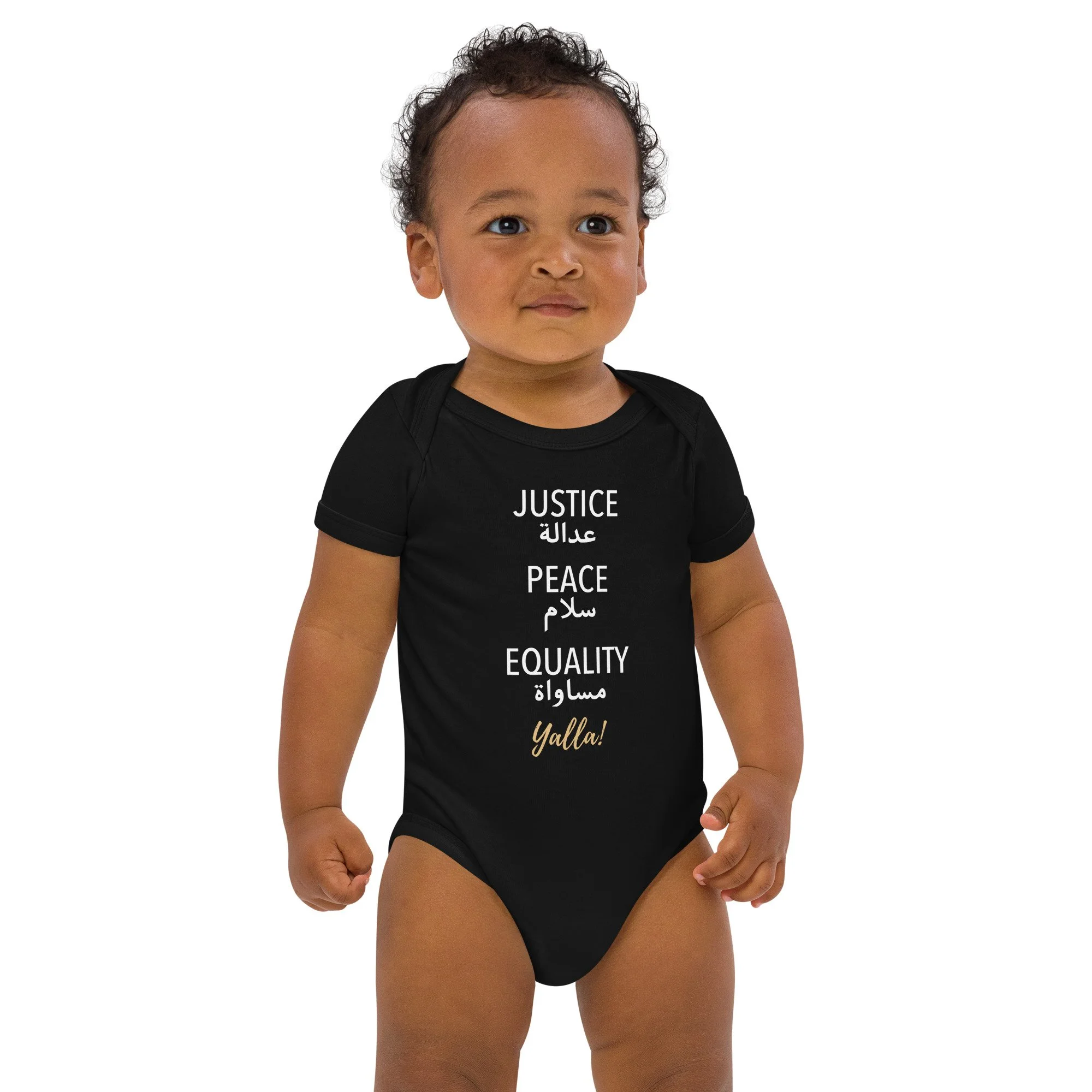 Justice, Peace, and Equality Yalla! for Baby in Organic Cotton