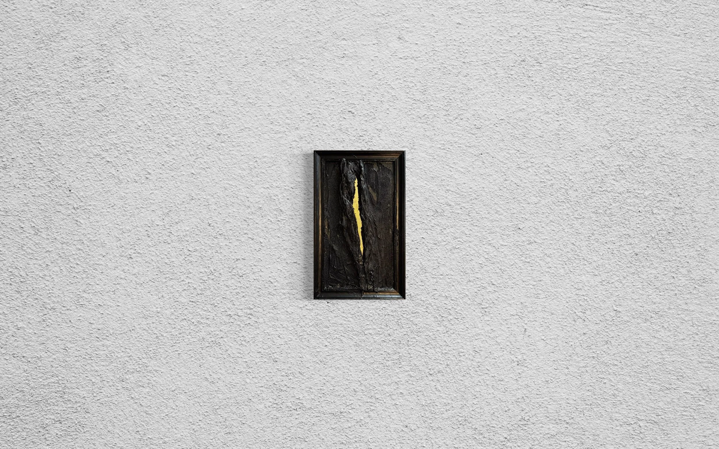  kintsugi wound 
 2024 • ACRYLIC, SAND, GOLD LEAF & VINTAGE FRAMED PRINT • 8x14" 