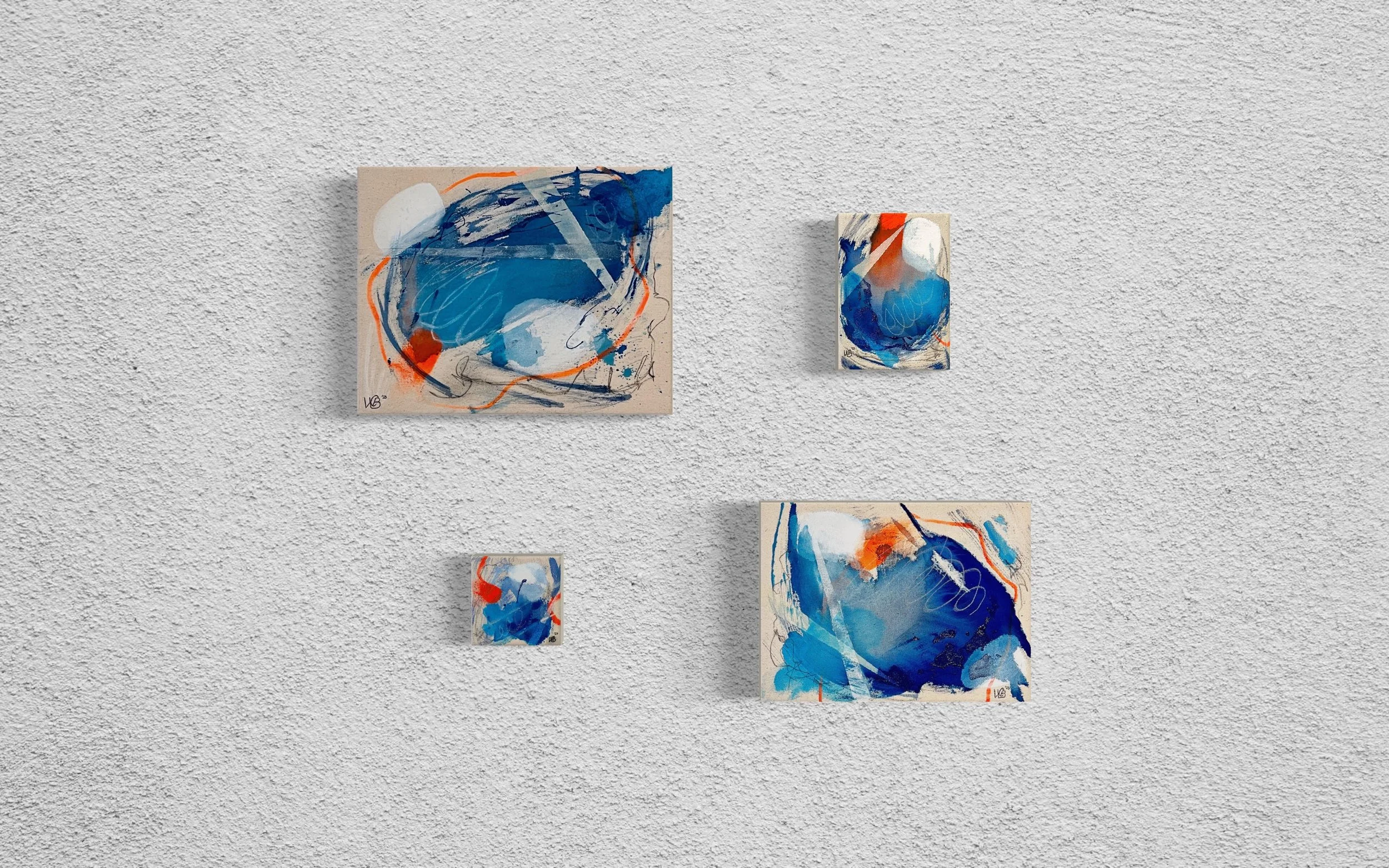  opposites distract I-IV 
 2023 • ACRYLIC, ACRYLIC GOUACHE & CHARCOAL • HAND-STRETCHED RAW CANVAS 