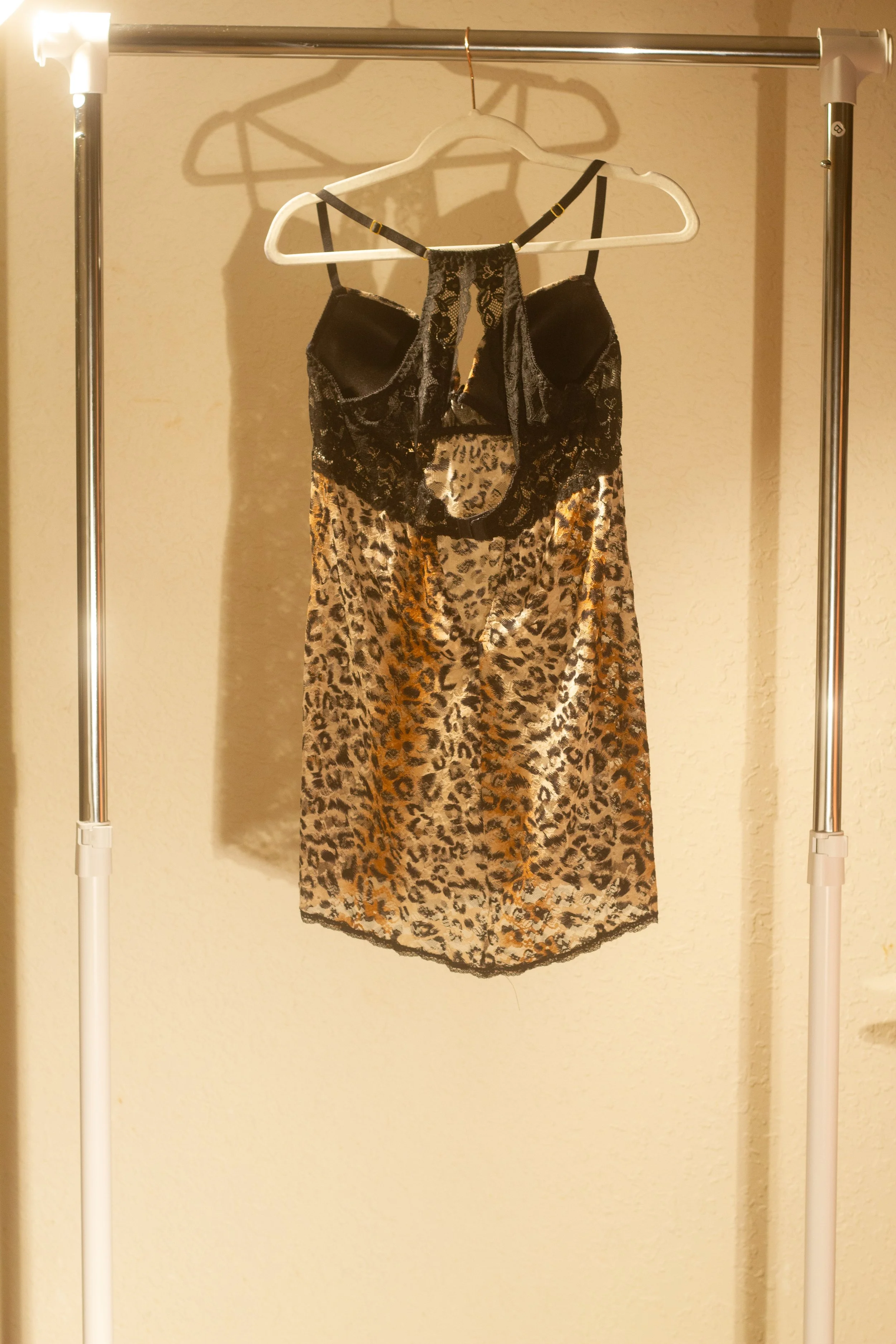 Leopard Print Lace Lingerie Cami – Black & Blush