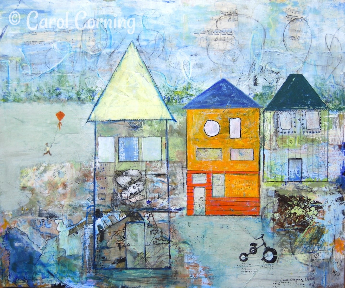 Three Houses Down 36x30x2 cradled panel board