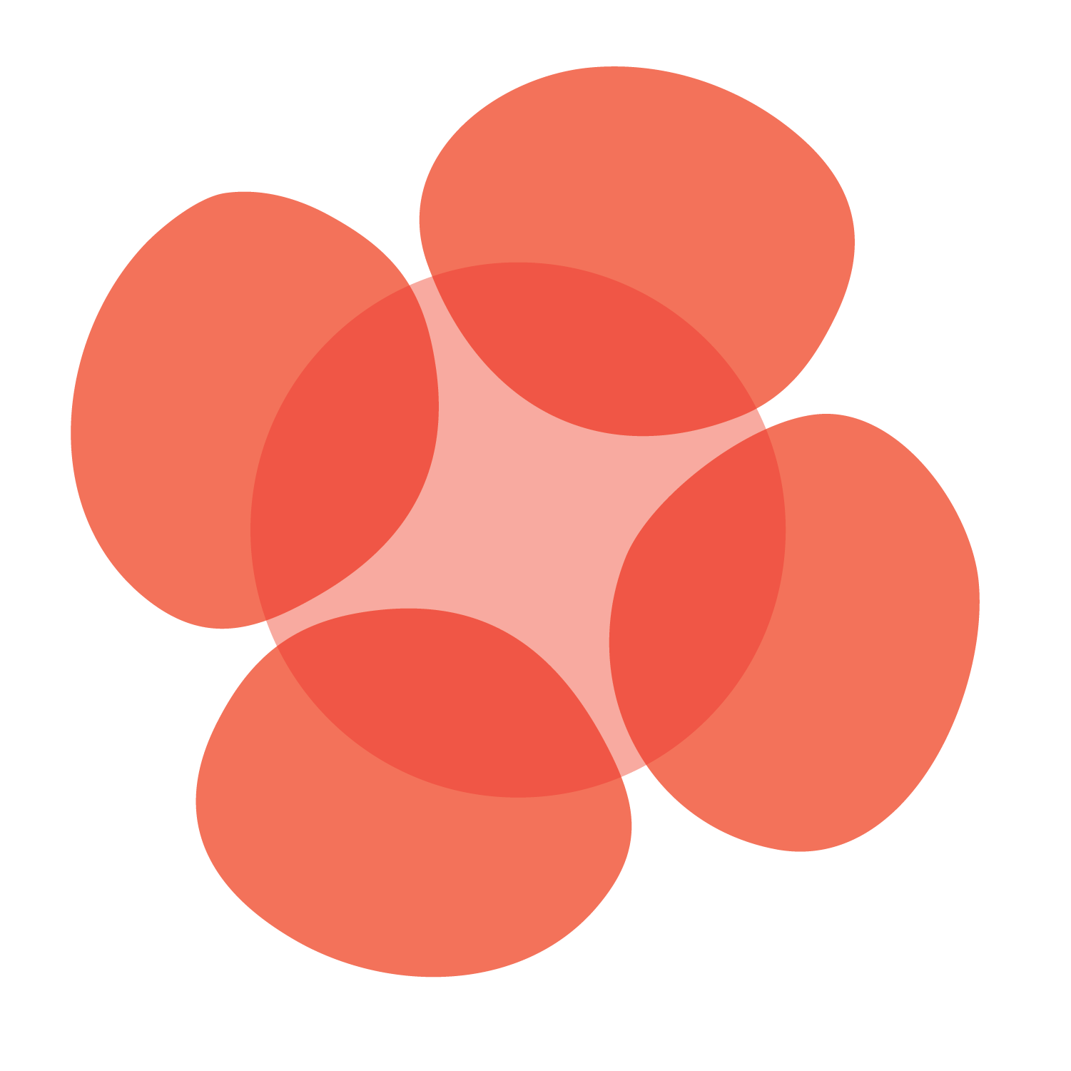 An abstract digital artwork featuring overlapping orange circles on a black background with a pinkish shape in the center.