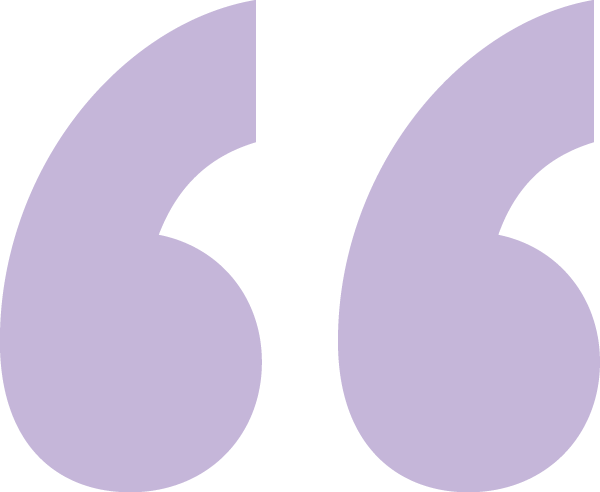 Large purple quotation marks.